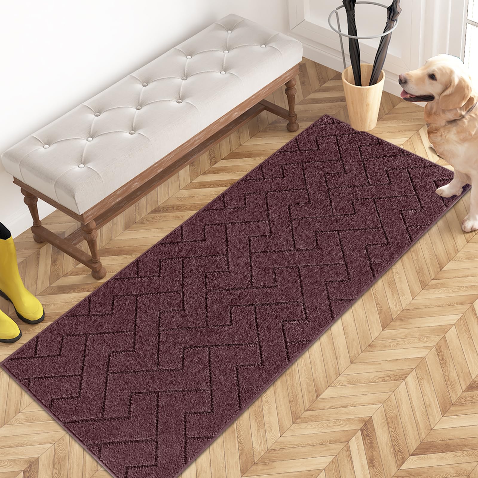 PURRUGS Dirt Trapping Door Mat 20" x 31.5", Non-Slip Machine Washable Entry Rug, Dog Doormat, Indoor Front Door Mat, Super Absorbent Entryway Rug for Muddy Shoes & Paws, Taupe