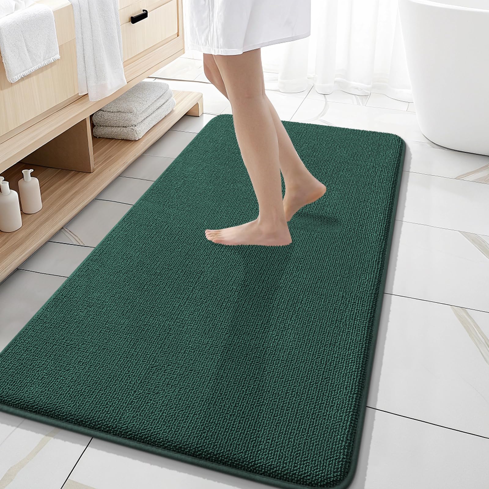 OLANLY Thick Memory Foam Bath Mat Rug 30x20, Extra Soft Absorbent Bathroom Rugs, Quick Dry Bath Mats, Non-Slip, Machine Washable Carpet for Bathroom, Tub and Shower, Home Decor Accessories, Grey