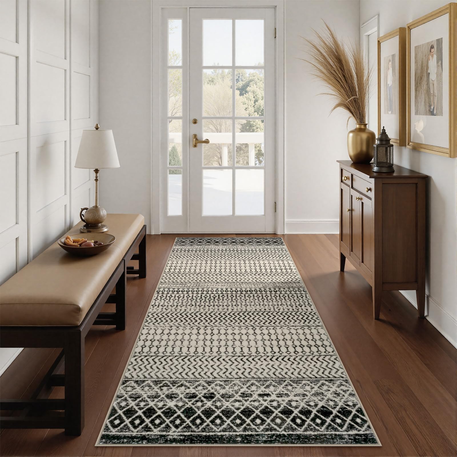 Moroccan Washable Rugs, 2x3 Light Grey Rug Non-Slip Small Distressed Entryway Rugs, Soft Low-Pile Bedroom Rug Indoor Doormat Carpet for Entryway Kitchen Bathroom
