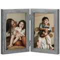 decorUhome Double 4x6 Picture Frame Vertical, Engineered Wood Bifold Photo Frame with Plexiglass for Tabletop Display, 4x6, Black