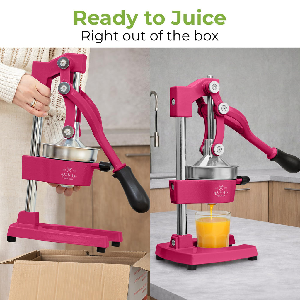 Zulay Kitchen Cast Iron Juicer - Easy-to-Clean Heavy-Duty Manual Juicer, Professional Citrus Juicer - Stainless Steel Lemon Squeezer - Manual Citrus Press & Orange Squeezer - Orange Juicer (Black)
