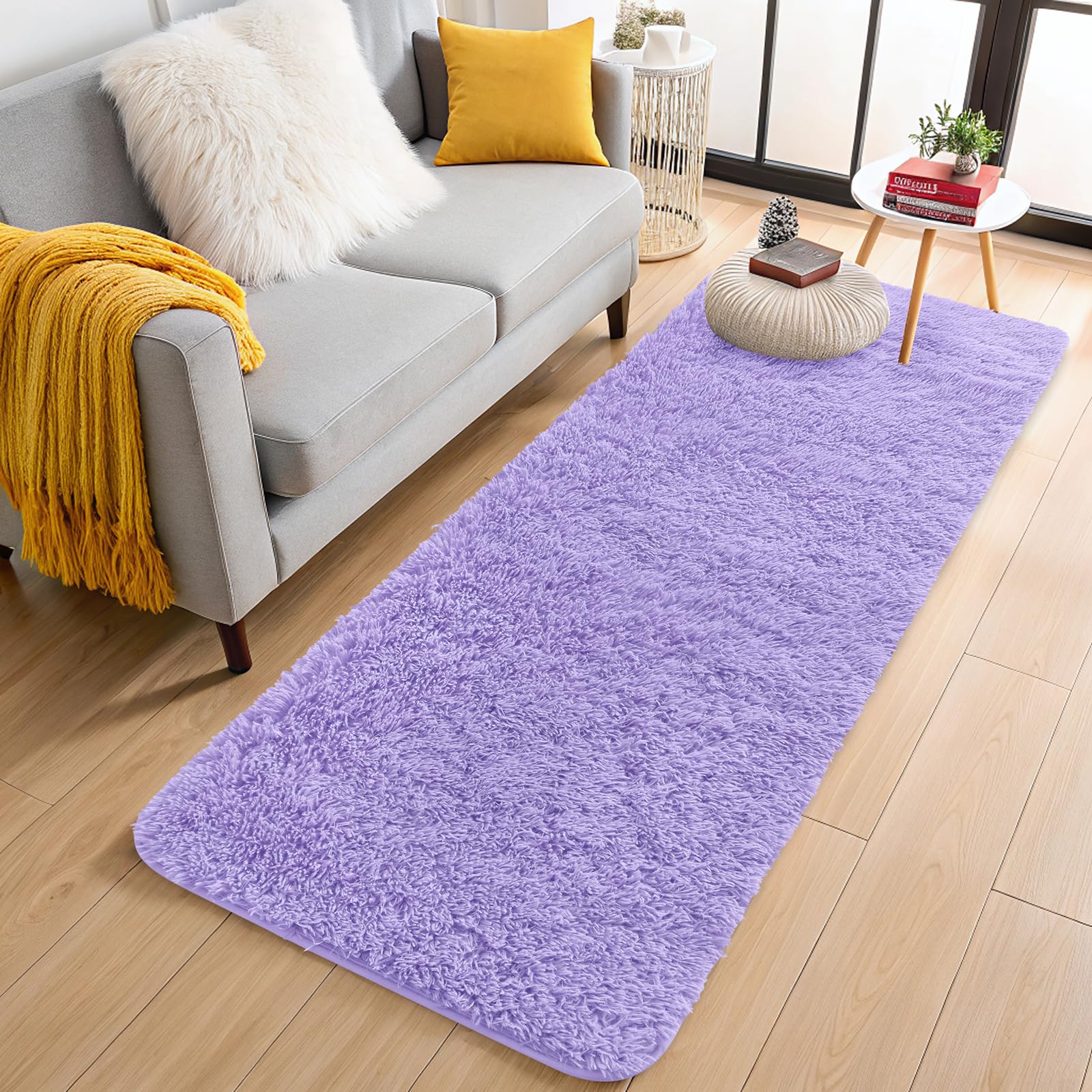 OLANLY Area Rugs for Living Room Bedroom, Machine Washable 4x5.9 ft Soft Fluffy Shaggy Bedside Rug, Indoor Floor Carpet for Kids Girls and Boys, Dorms, Nursery Rooms, Home Decor Aesthetic, Grey
