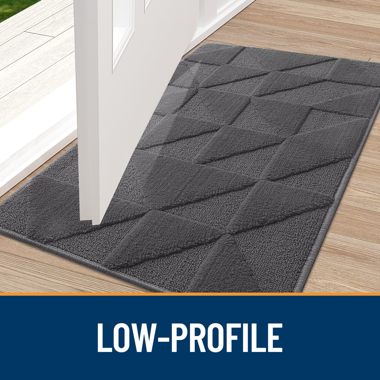 OLANLY Door Mats Indoor, Non-Slip, Absorbent, Dirt Resist, Entrance Washable Mat, Low-Profile Inside Entry Doormat for Entryway (32x20 inches, Grey)