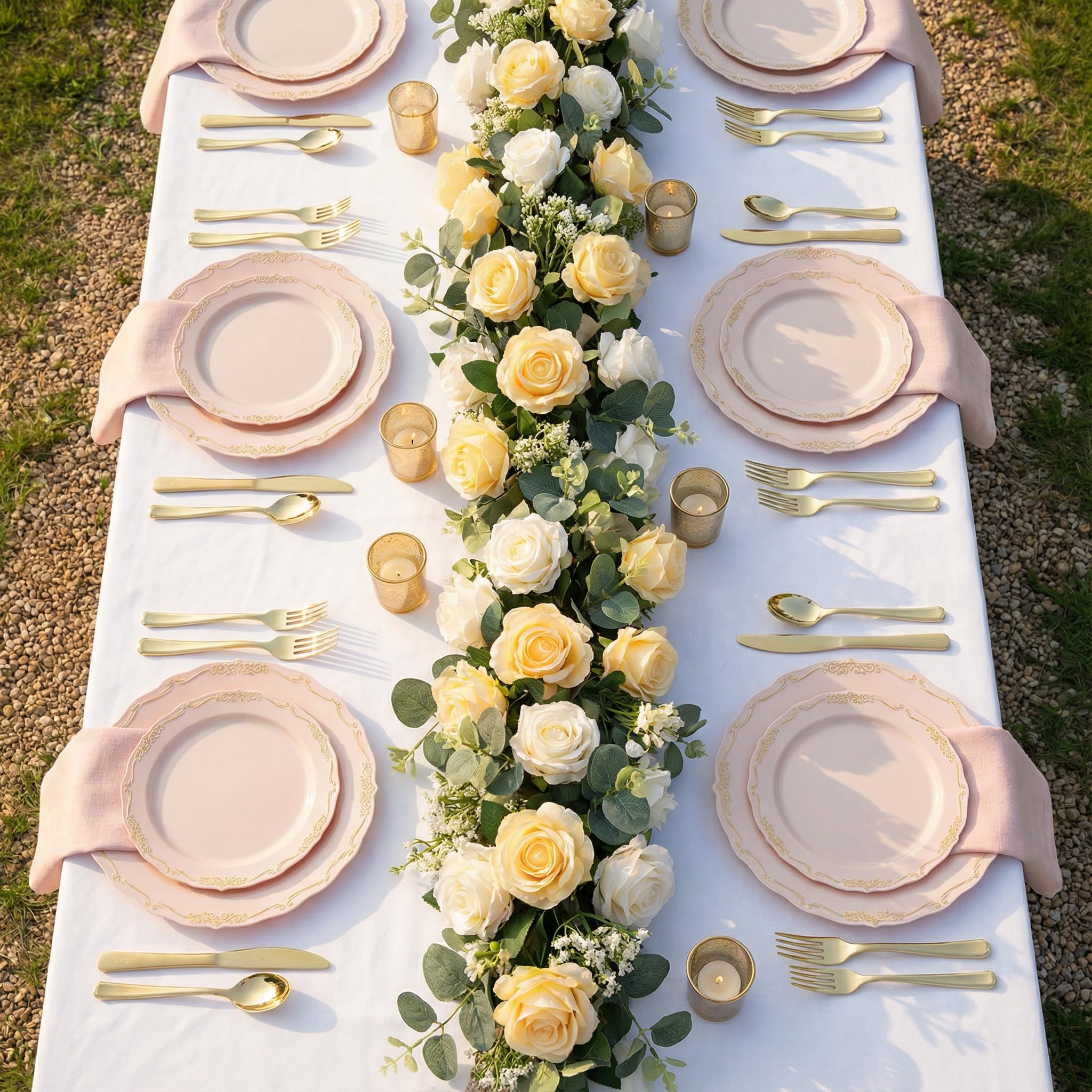 DaYammi 60PCS White Plastic Plates, Heavy Duty White Disposable Plates Premium 10inch Dinner Plates Hard Plastic Plates Disposable for Party Wedding Bridal Shower