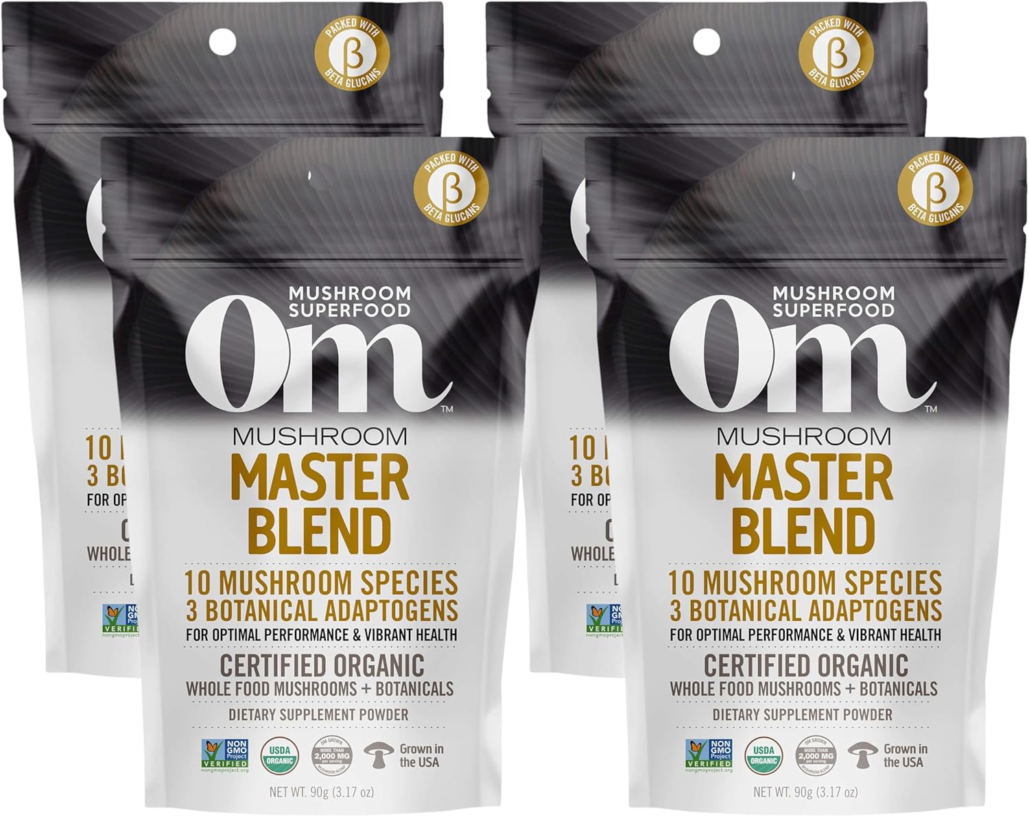 OM Mushrooms Master Blend Mushroom Powder – Organic Mushroom Supplement with 10 Mushrooms and Ashwagandha - Support Immunity, Gut Health & Stress Relief, 6.34 oz (80 Servings)
