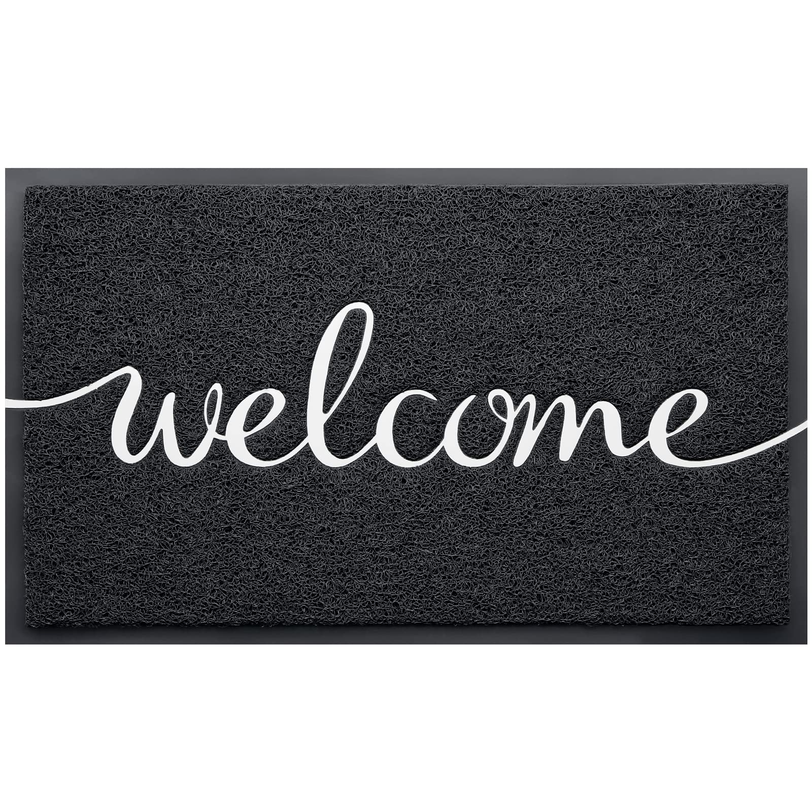 Door Mat (30"x17.5",Black), Welcome Mat Low Profile Front Doormat Floor Mat Non Slip Rugs for Entryway, Patio, High Traffic Areas