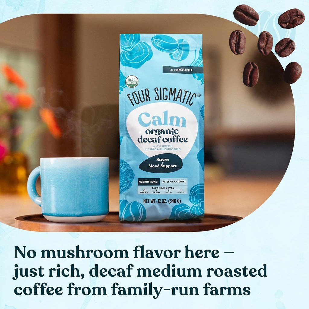 Four Sigmatic Gut Health Organic Ground Coffee | Medium Roast, Immune Boosting Probiotic Mushroom Coffee with Chaga & Turkey Tail for Gut Health & Immune Support | 12oz Bag