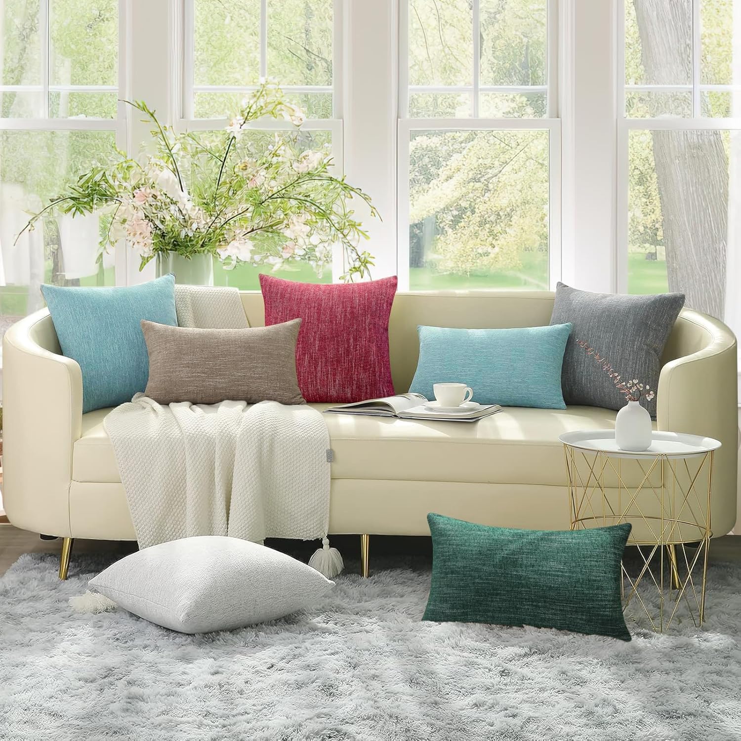 Grey Chenille Throw Pillow Covers