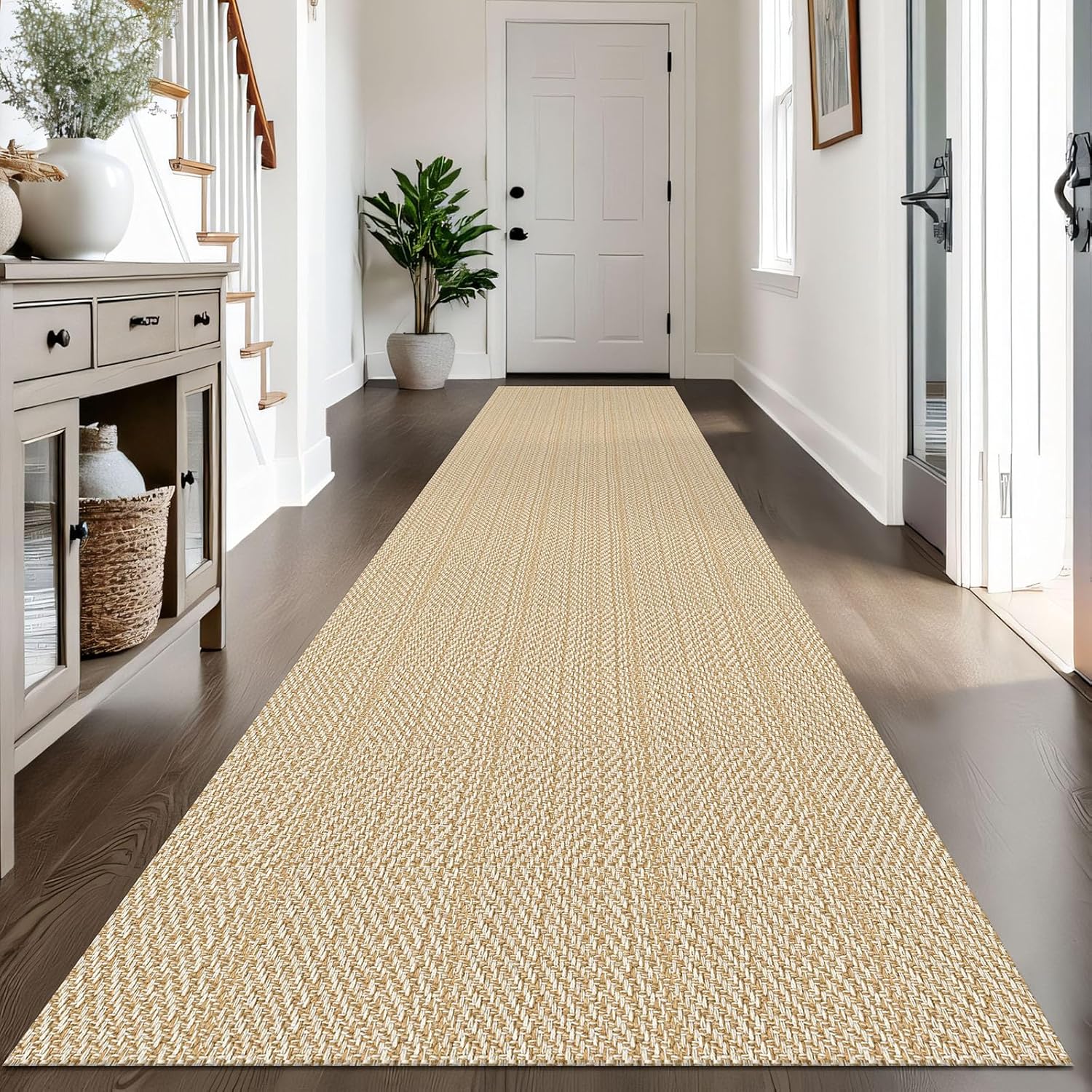 IOHOUZE Small Area Rug 2x3 Washable Woven Rugs for Entryway Non Slip Rubber Backed Kitchen Rugs Indoor Outdoor Doormat Throw Rug Floor Carpet for Entrance Front Door, Orange/Tan/Brown
