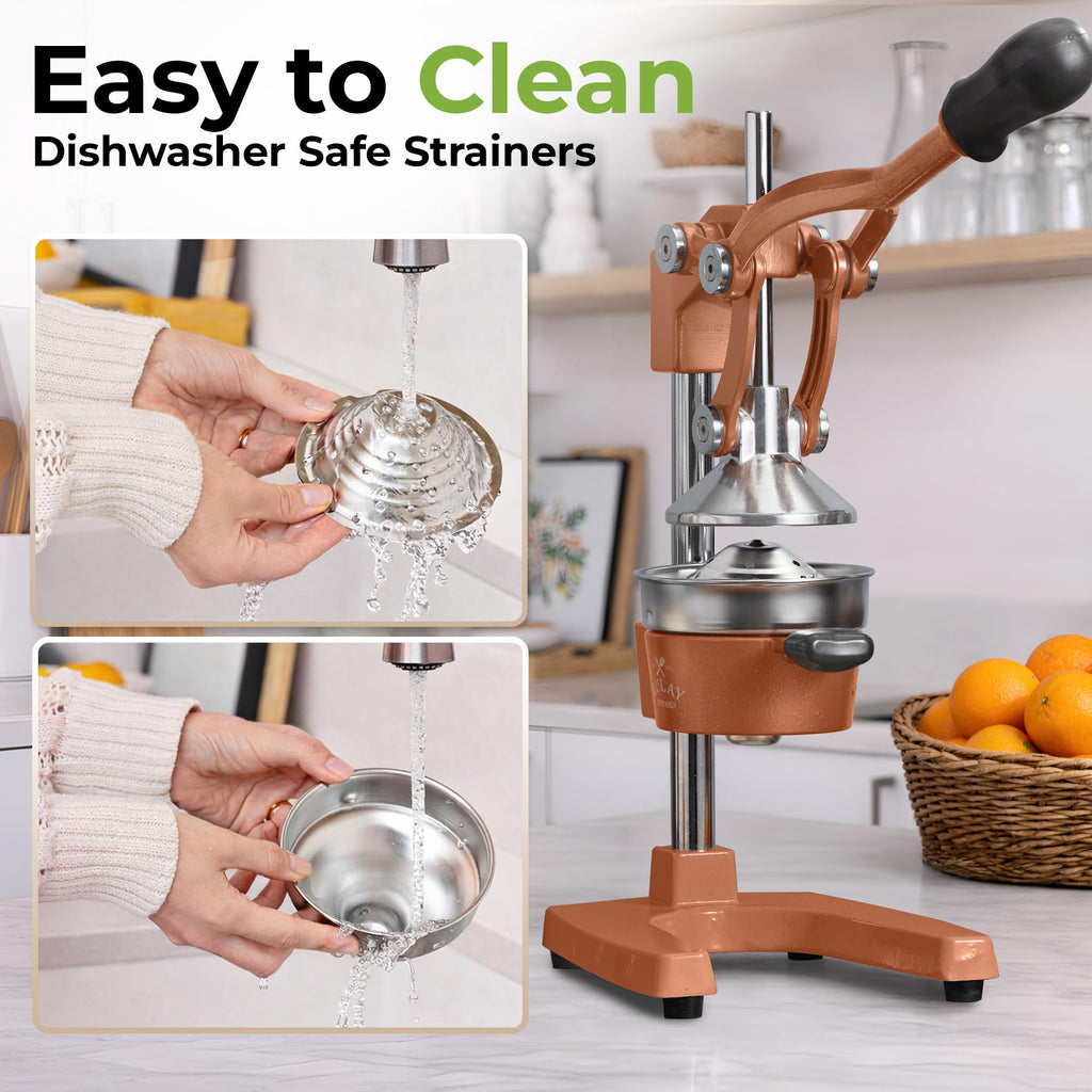 Zulay Kitchen Cast Iron Juicer - Easy-to-Clean Heavy-Duty Manual Juicer, Professional Citrus Juicer - Stainless Steel Lemon Squeezer - Manual Citrus Press & Orange Squeezer - Orange Juicer (Black)