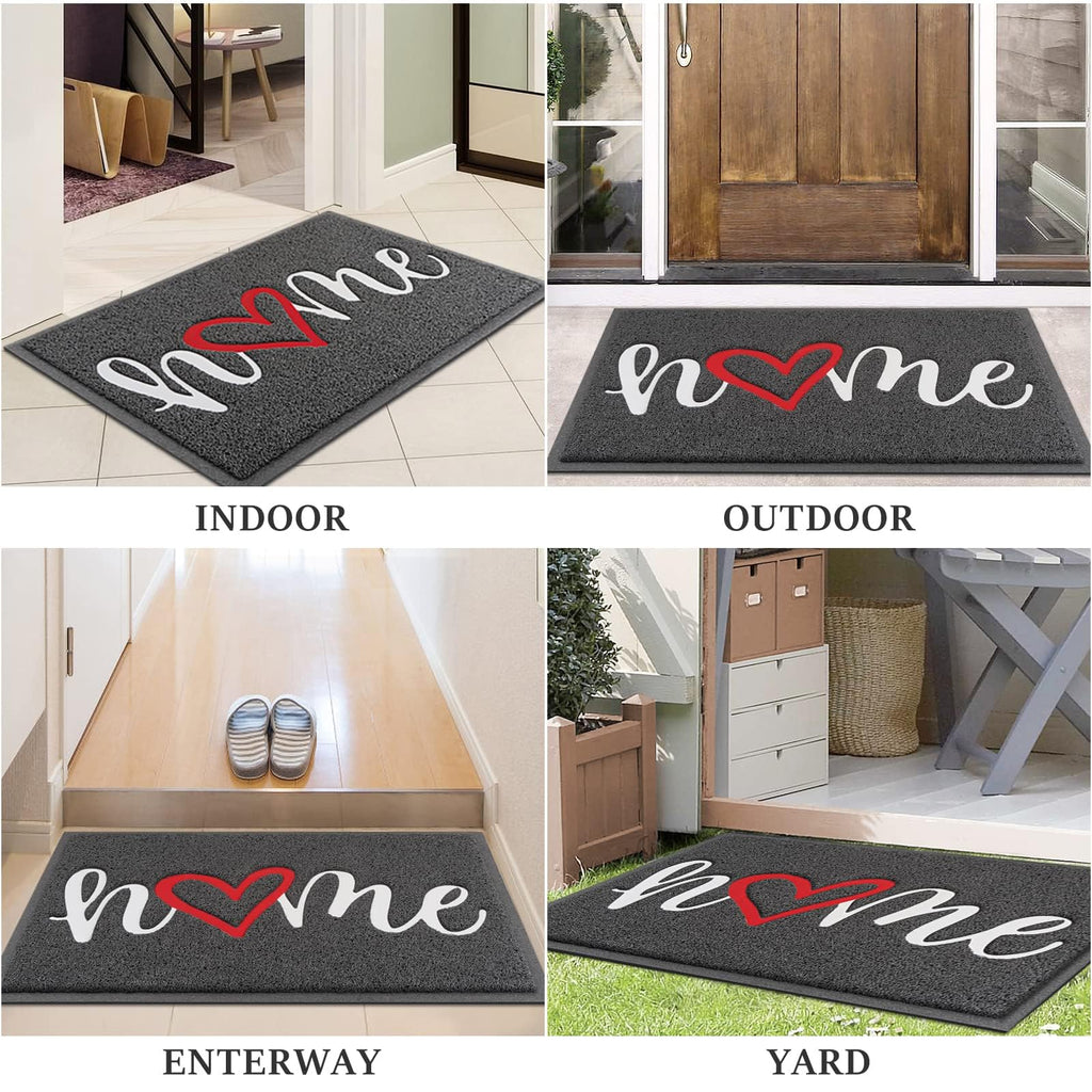 Door Mat (30"x17.5",Black), Welcome Mat Low Profile Front Doormat Floor Mat Non Slip Rugs for Entryway, Patio, High Traffic Areas