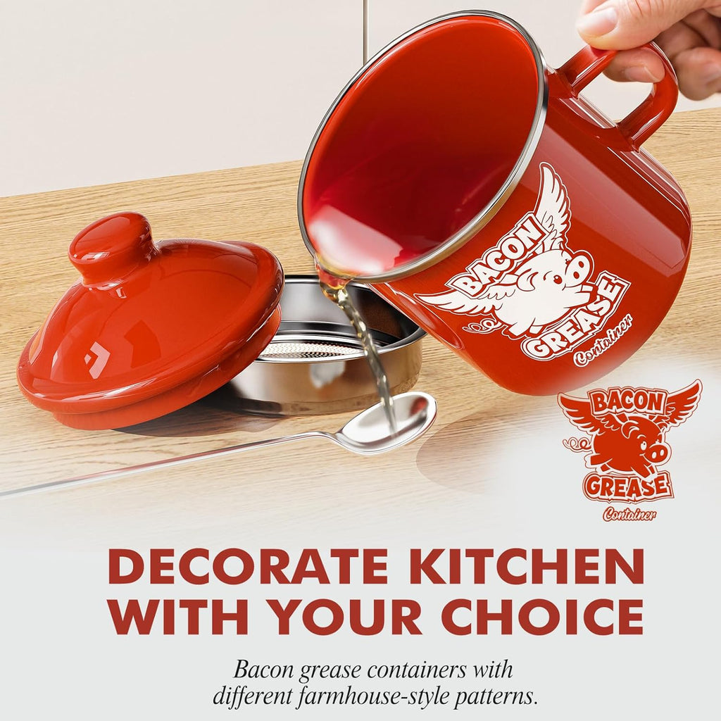 Red Meat Chopper And 15OZ Red Bacon Grease Container
