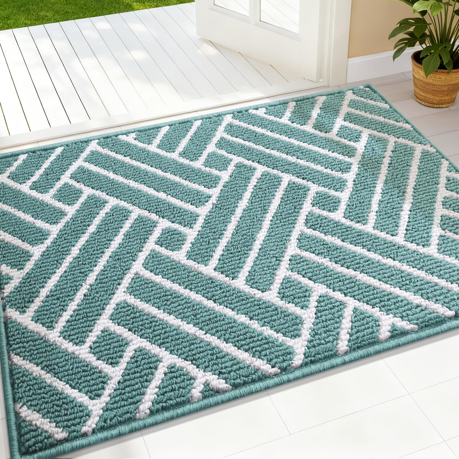 OLANLY Indoor Door Mat, 32x20 Inch, Dirt Resistant and Absorbent, Non-Slip Rubber Backing Floor Mats, Easy Clean Low-Profile Doormat for Entryway, Front Door, and Inside Entrance, Grey