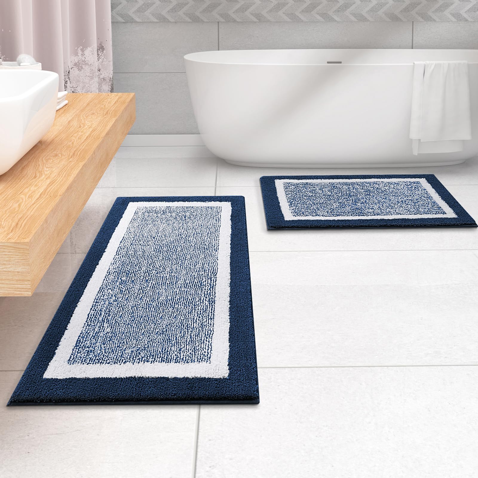 OLANLY Bathroom Rugs Sets 3 Piece, Soft Absorbent Microfiber Bath Mats and U-Shaped Contour Toilet Rug, Home Decor Accessories, Non-Slip, Bath Mat Set for Bathroom (30"x20"+24"x16"+24"x20", Grey)