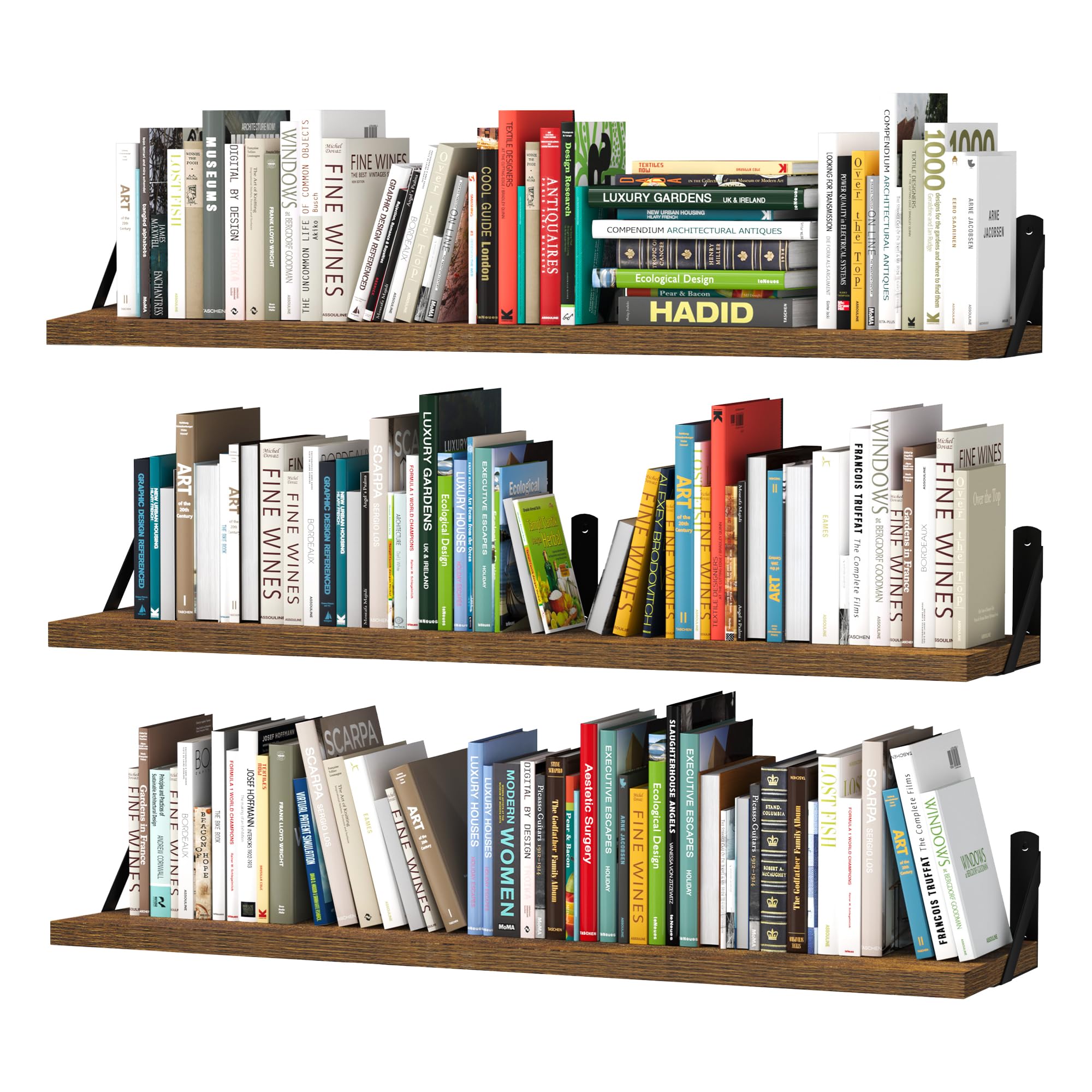 upsimples Floating Book Shelves for Wall, 15.7 Inches Wood Shelves for Living Room, Bathroom, Bedroom, Kitchen Storage and Decoration, White