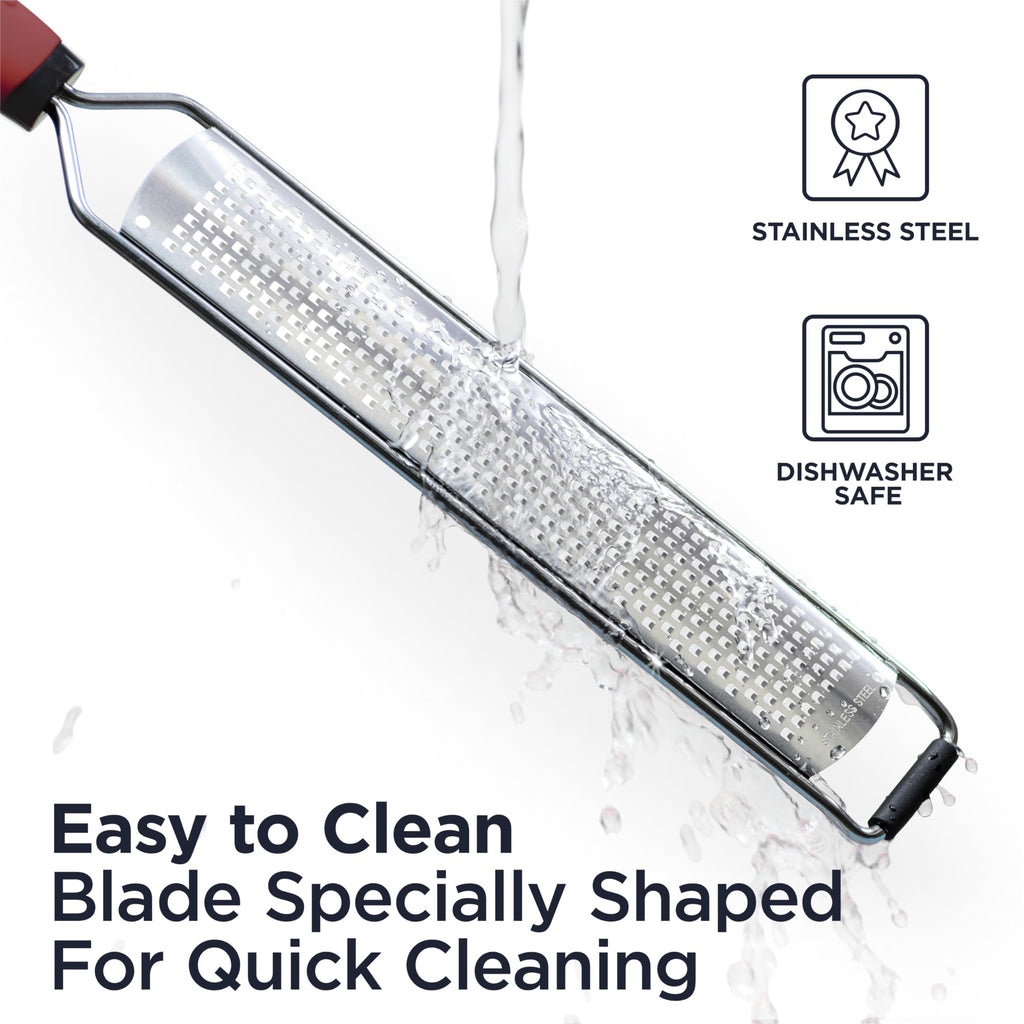 Deiss PRO Lemon Zester & Heavy Duty Cheese Grater & Vegetable Grater — Parmesan Cheese, Lemon, Garlic, Nutmeg, Chocolate, Fruits, Vegetables, Ginger Grater - Stainless Steel Cheese Shredder - Black