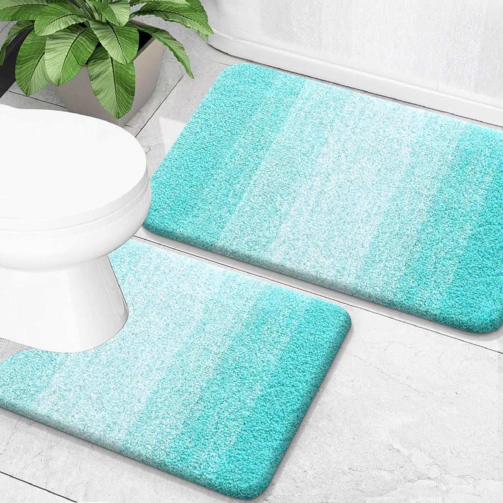 OLANLY Bathroom Rug Set 2 Piece, Soft Absorbent Microfiber Bath Mats and U-Shaped Contour Toilet Rug, Non-Slip, Machine Wash Dry, Plush Shaggy Bath Mats for Bathroom (24"x16"+24"x20", Grey)