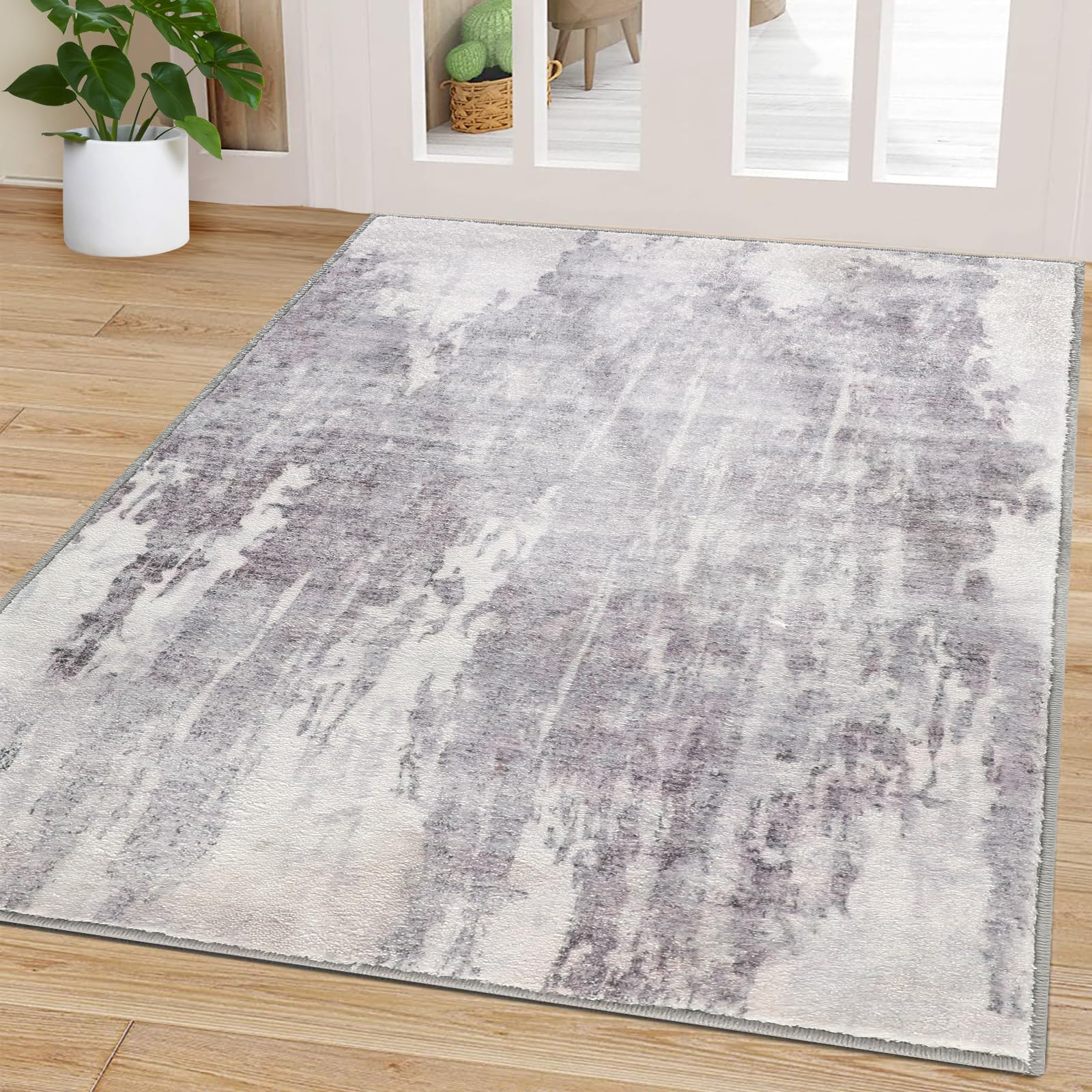 CRISTGEE Door Mat, Front Indoor Door Mat Faux Wool Non-Slip Entryway Rug Absorbent Abstract Throw Rug for Indoor Entrance Hallway Laundry Room, High Traffic Areas, 20X32 Inches, Gray Washable