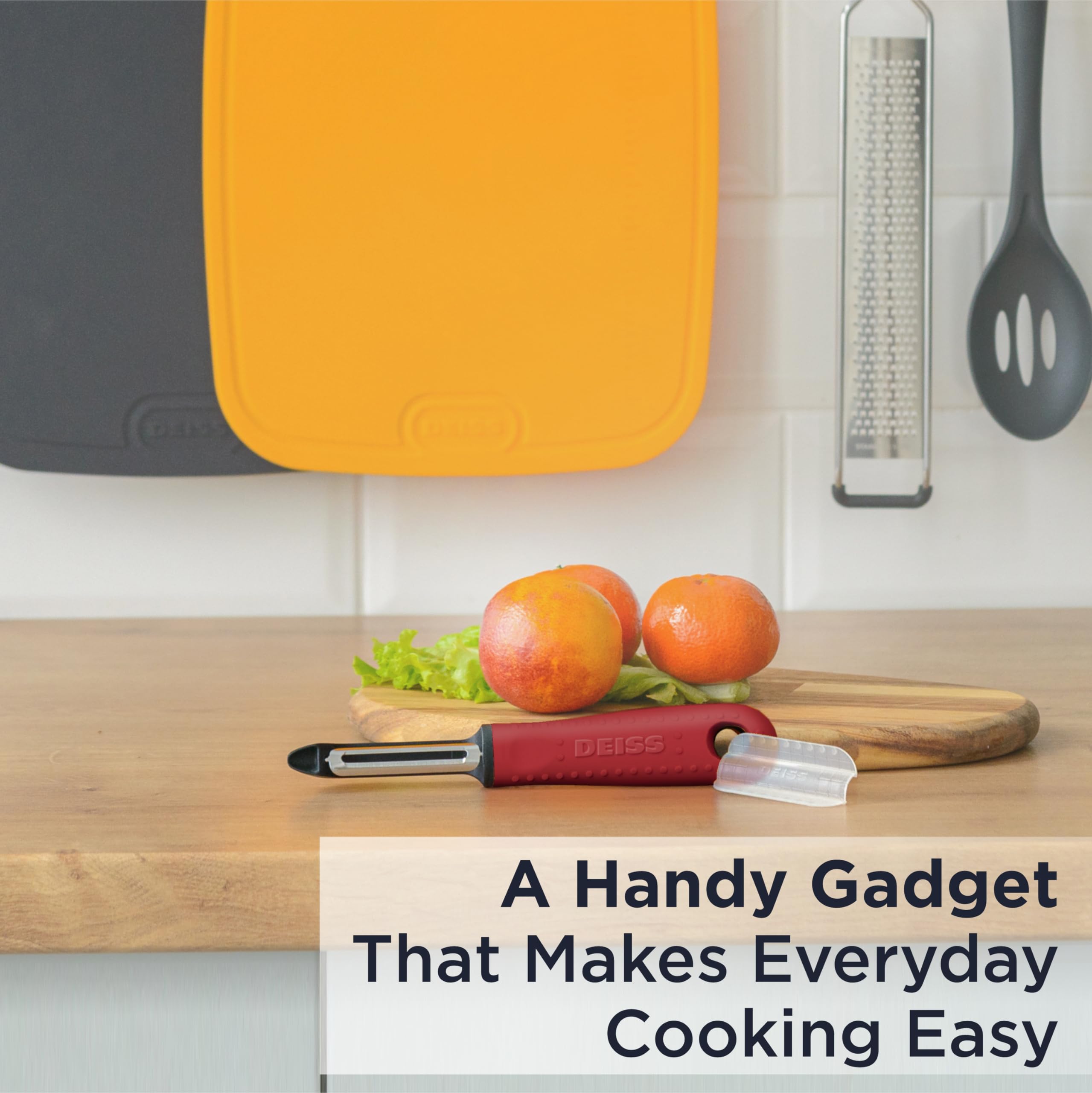 Deiss PRO Swivel Vegetable Peeler - Sharp Stainless Steel Peeler With Easy Non-Slip Hand Grip, Potato Peelers For Kitchen, Fruit, Carrot, Apple, Veggie, Kiwi, Durable, And Dishwasher Safe (ORANGE)