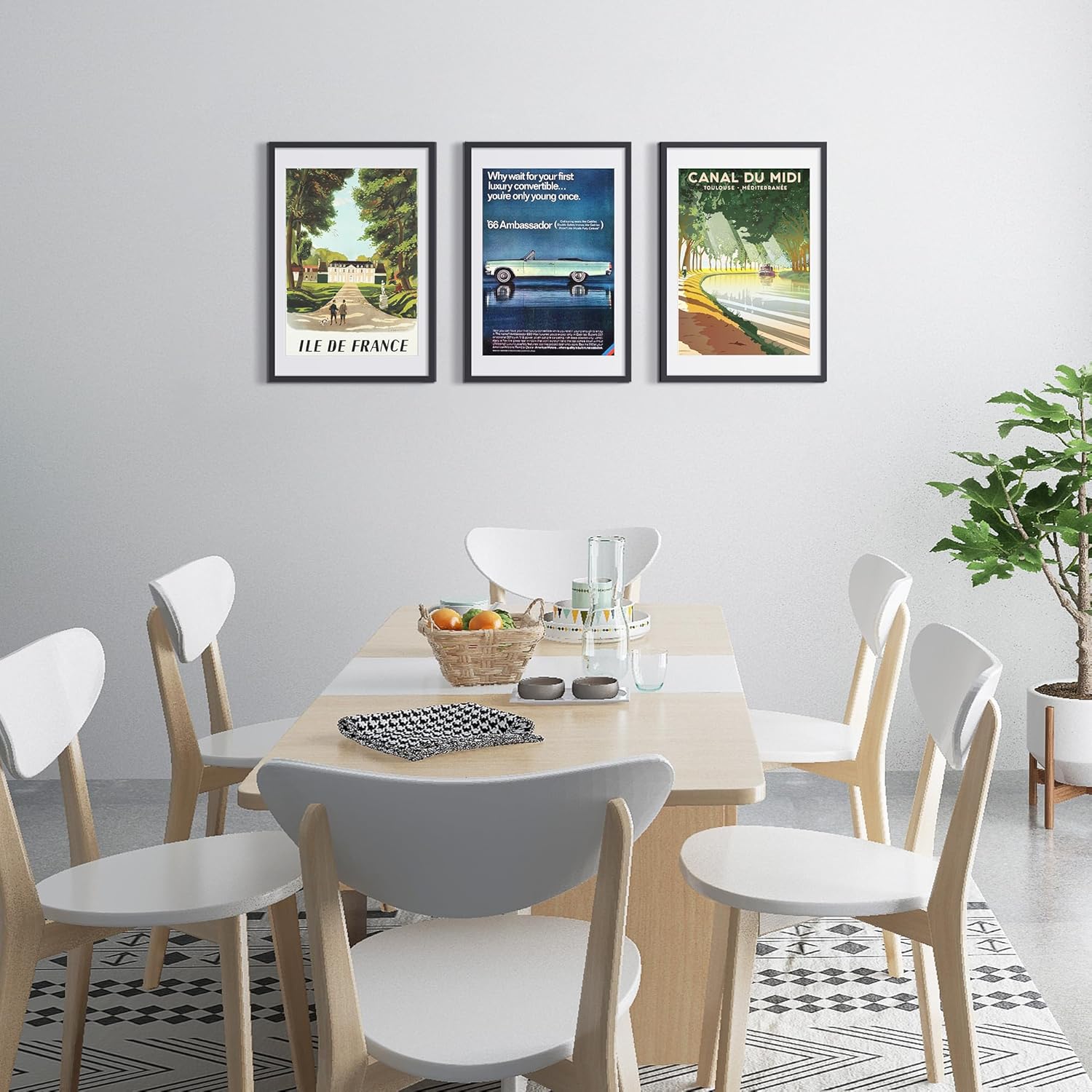 upsimples 16x24 Picture Frame Set of 6, Display Pictures 14x20 with Mat or 16 x 24 Without, Wall Gallery Poster Frames, Black