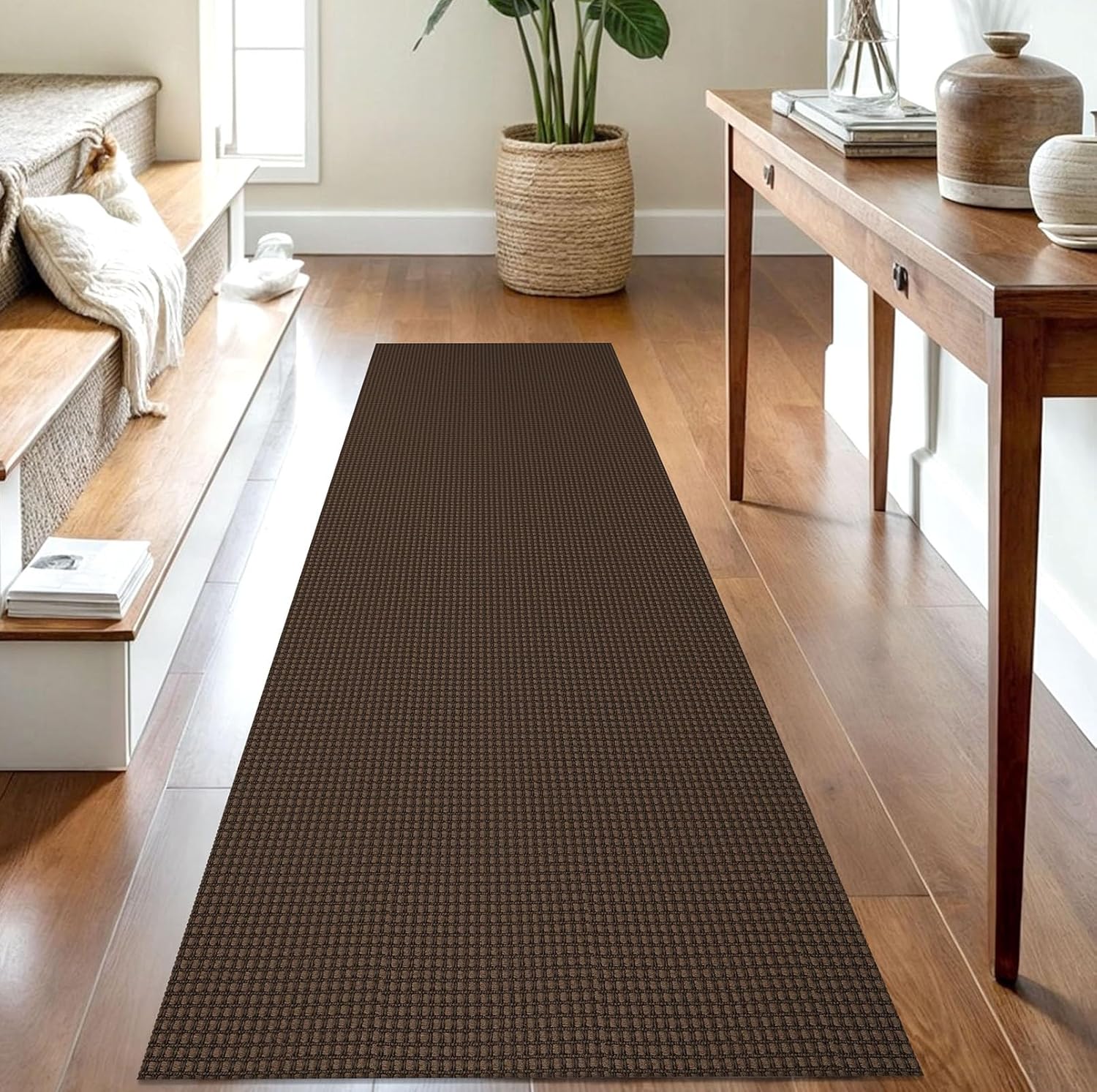 IOHOUZE Small Area Rug 2x3 Washable Woven Rugs for Entryway Non Slip Rubber Backed Kitchen Rugs Indoor Outdoor Doormat Throw Rug Floor Carpet for Entrance Front Door, Orange/Tan/Brown