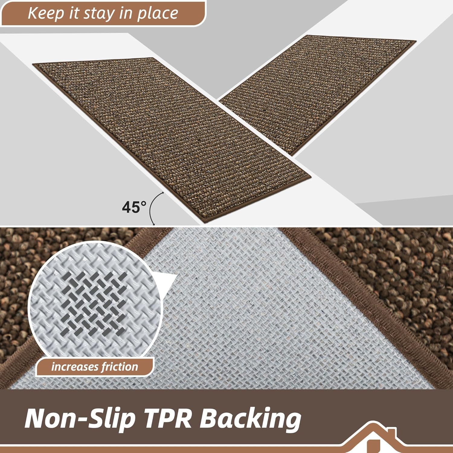 BEQHAUSE Dirt Trapper Door Mat 20" x 32", Non-Slip Washable Doormats Entrance Mat, Dirt Resistant and Absorbent Welcome Mat, Low Profile Floor Mats for Front Back Door and Entryway, Charcoal