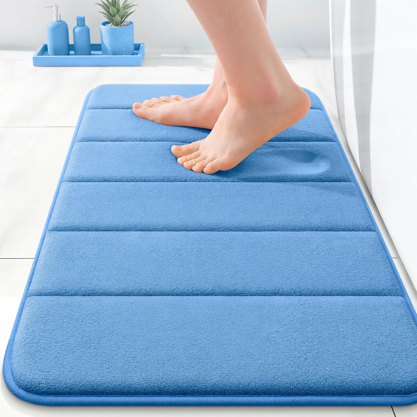 OLANLY Memory Foam Bath Mat 30x20, Super Soft Absorbent Bathroom Rugs, Quick Dry, Machine Washable Shower Floor Rugs, Bathmat Carpet, Bathroom Home Decor Accessories, Grey