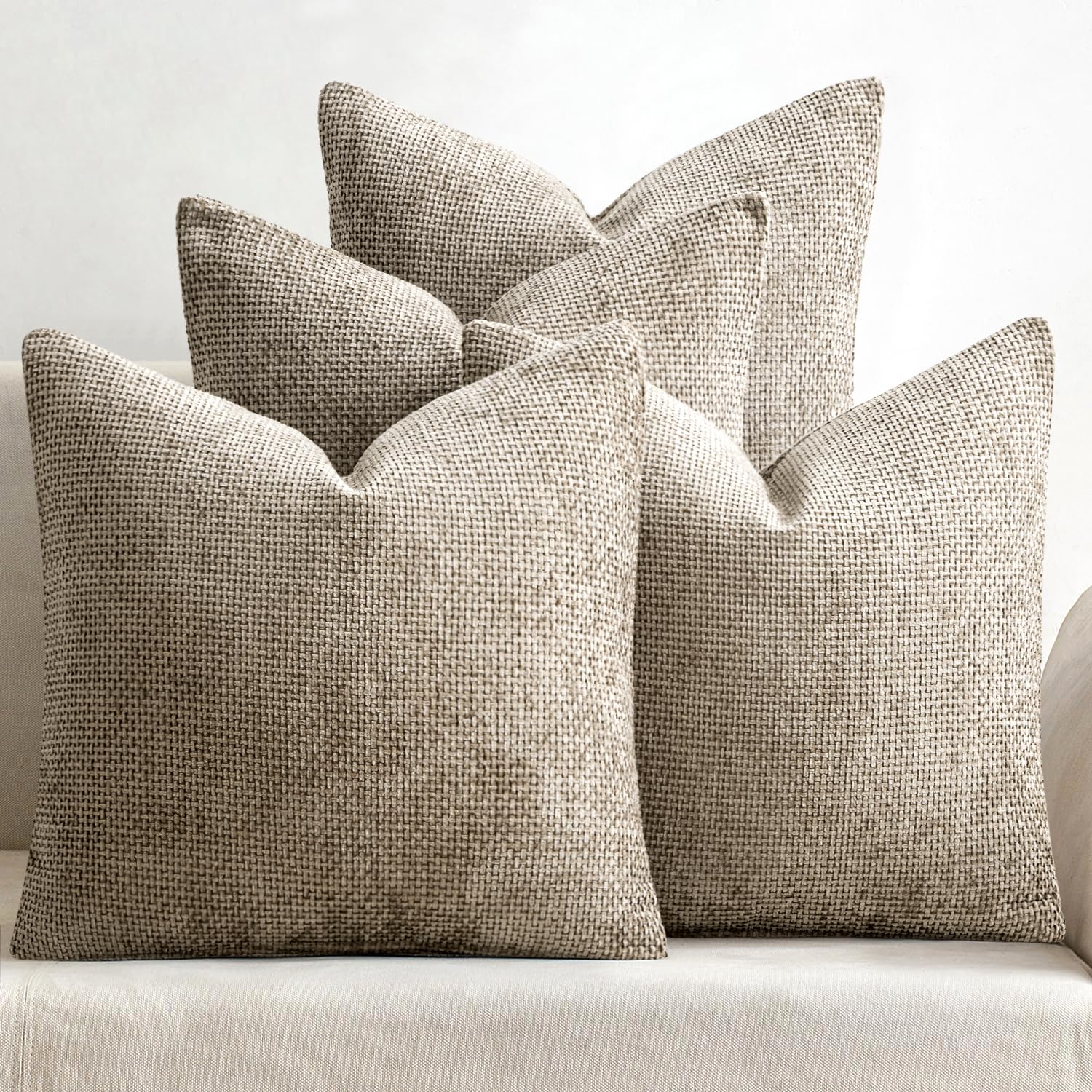 MIULEE Pack of 4 Couch Throw Pillow Covers 18x18 Inch Neutral Blue Soft Decorative Chenille Pillow Covers Farmhouse Accent Cushion Covers for Boho Western Spring Coastal Decor Sofa Bed Living Room