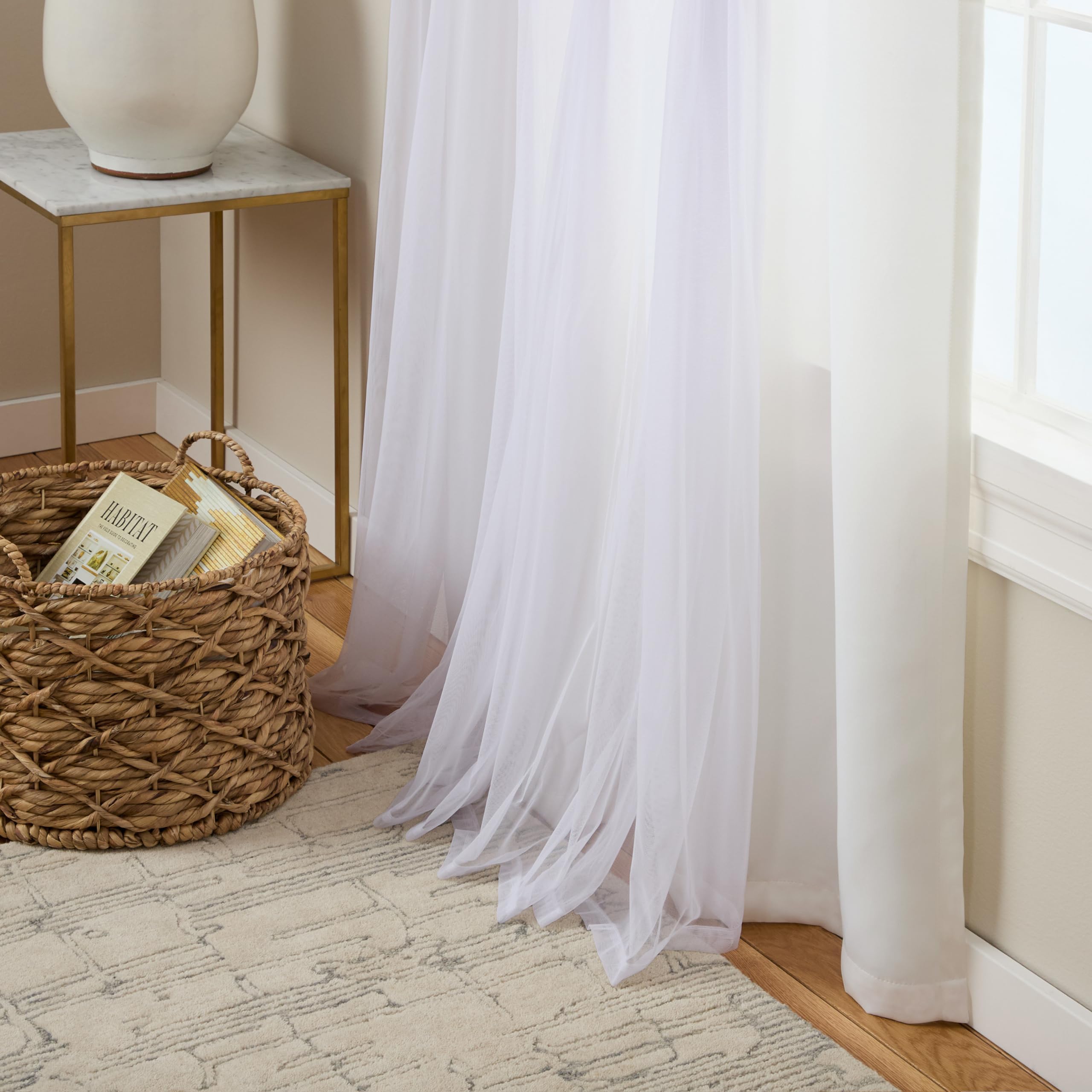 TOWN & COUNTRY LUXE Talia Double Layer Indoor Curtains, Sheer and Room Darkening Blackout, Grommet Top, Energy Efficient, 2-Pack Set, 52"x84", Rose Blush