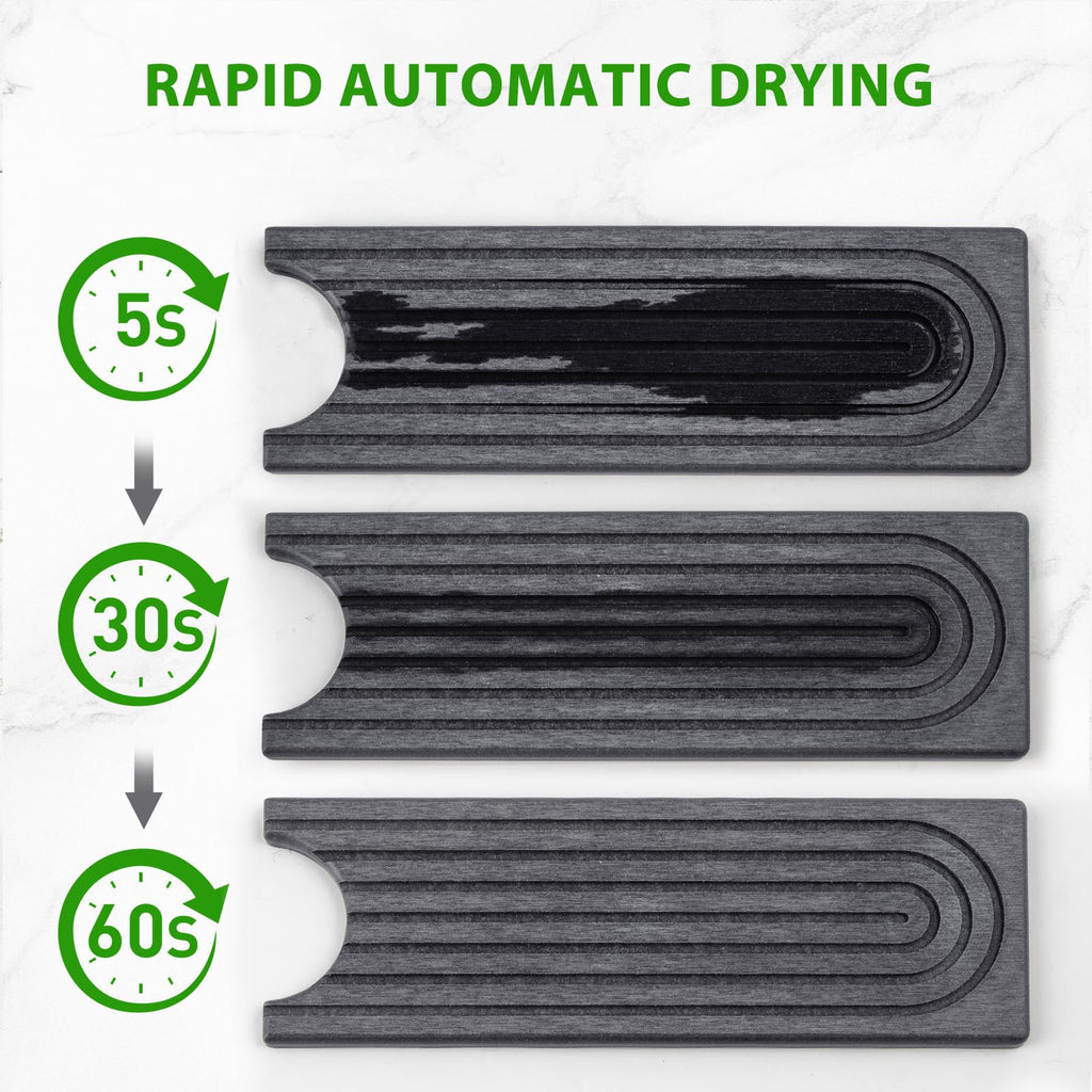 Cisily Tapete de diatomita para grifo de cocina con soporte para escobillas, absorbente para encimera de secado de piedra, área de protección contra salpicaduras de agua, detrás del fregadero de la cocina, organizador de accesorios de decoración