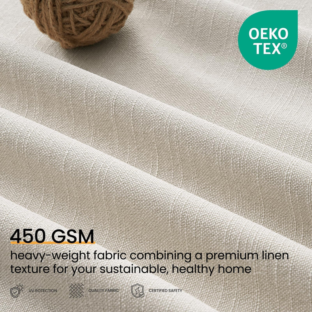 Topfinel 84 Inch Long Natural Blackout Curtains for Bedroom Livingroom, Farmhouse Back Tab Pinch Pleated Drapes for Track System,Neutral Linen Ambiance & Privacy Drapes Natural 52" W*84" L