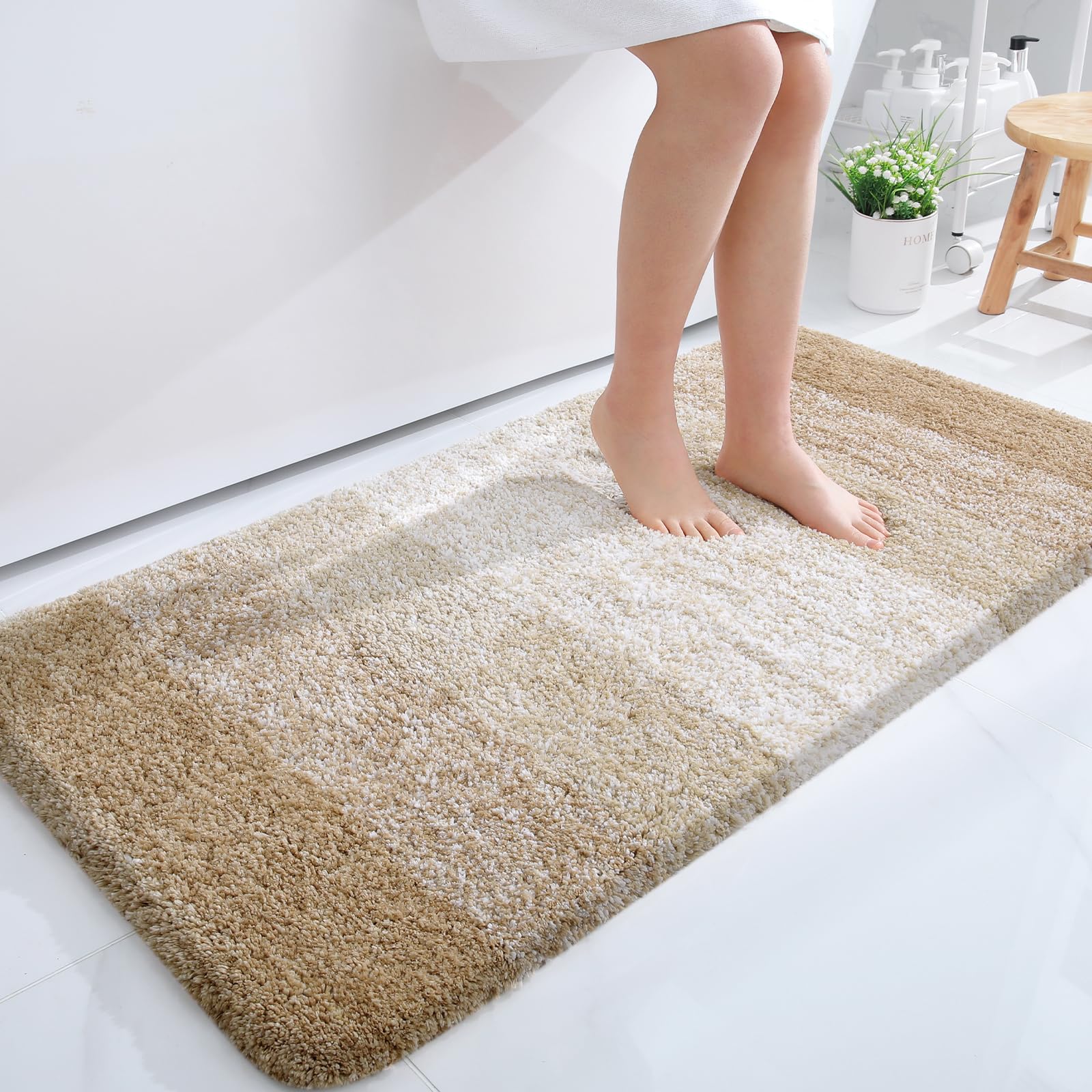 OLANLY Bathroom Rugs Mat 30x20, Extra Soft Absorbent Microfiber Bath Rugs, Rubber Backing, Quick Dry, Machine Washable Bath Mats for Bathroom Floor, Tub and Shower, Home Decor Accessories, Grey