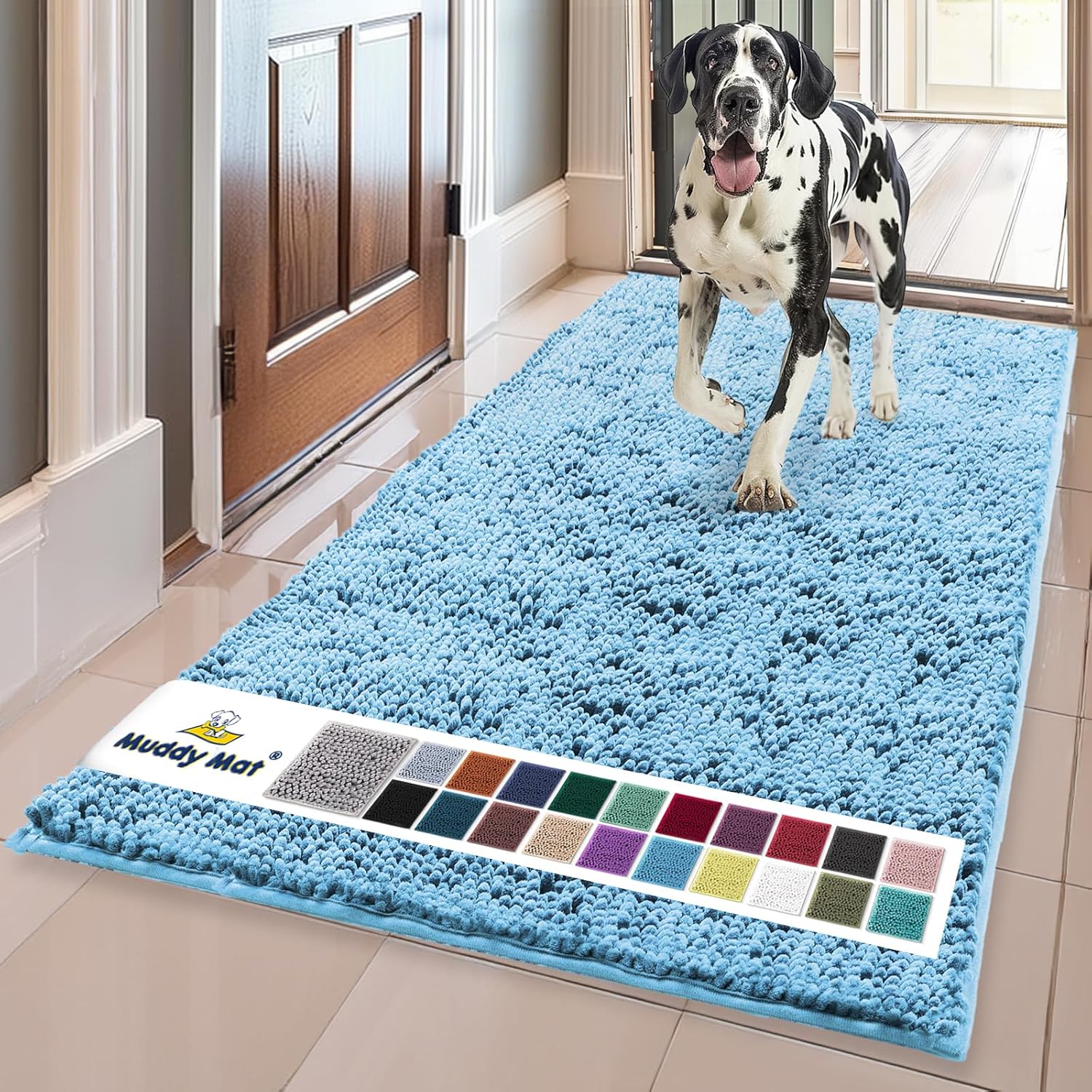 Muddy Mat® | Super Absorbent Door Mat Indoor, Microfiber Quick Dry Chenille Entryway Rug, Non-Slip Front Door Mat, Indoor Mats for Entryway, Machine Washable Pet Rug, Grey 30"x19"