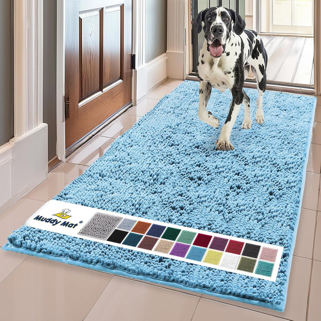 Muddy Mat® | Super Absorbent Door Mat Indoor, Microfiber Quick Dry Chenille Entryway Rug, Non-Slip Front Door Mat, Indoor Mats for Entryway, Machine Washable Pet Rug, Grey 30"x19"
