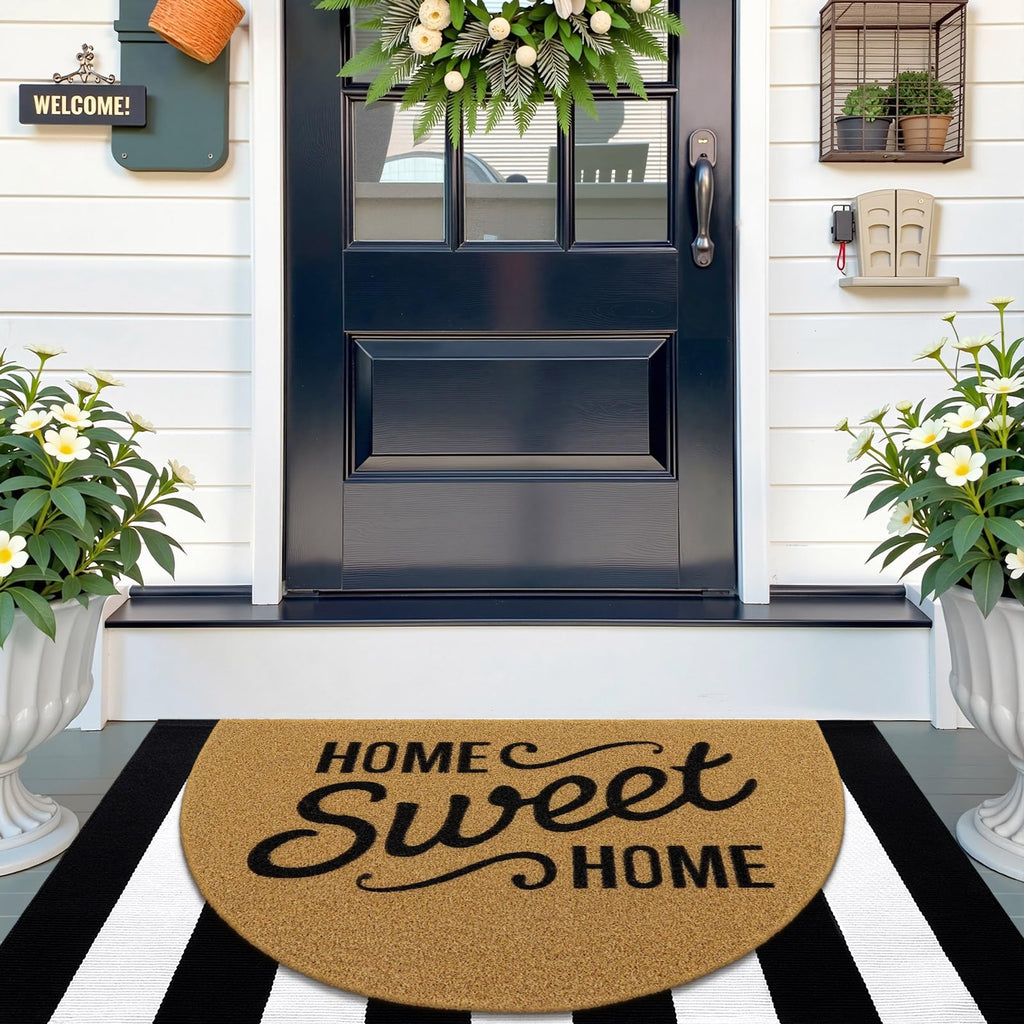 OLANLY Front Door Mat, Low Profile Doormat, Stain and Fade Resistant, Easy to Clean, for Indoor and Outdoor Entrances, Patio Porch or Entryway, Brown (30x17 Inch, Home Sweet Home)