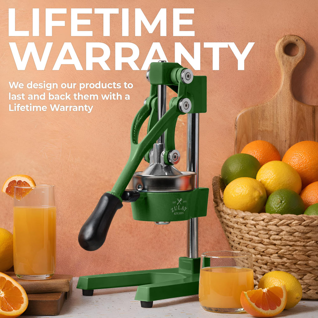 Zulay Kitchen Cast Iron Juicer - Easy-to-Clean Heavy-Duty Manual Juicer, Professional Citrus Juicer - Stainless Steel Lemon Squeezer - Manual Citrus Press & Orange Squeezer - Orange Juicer (Black)