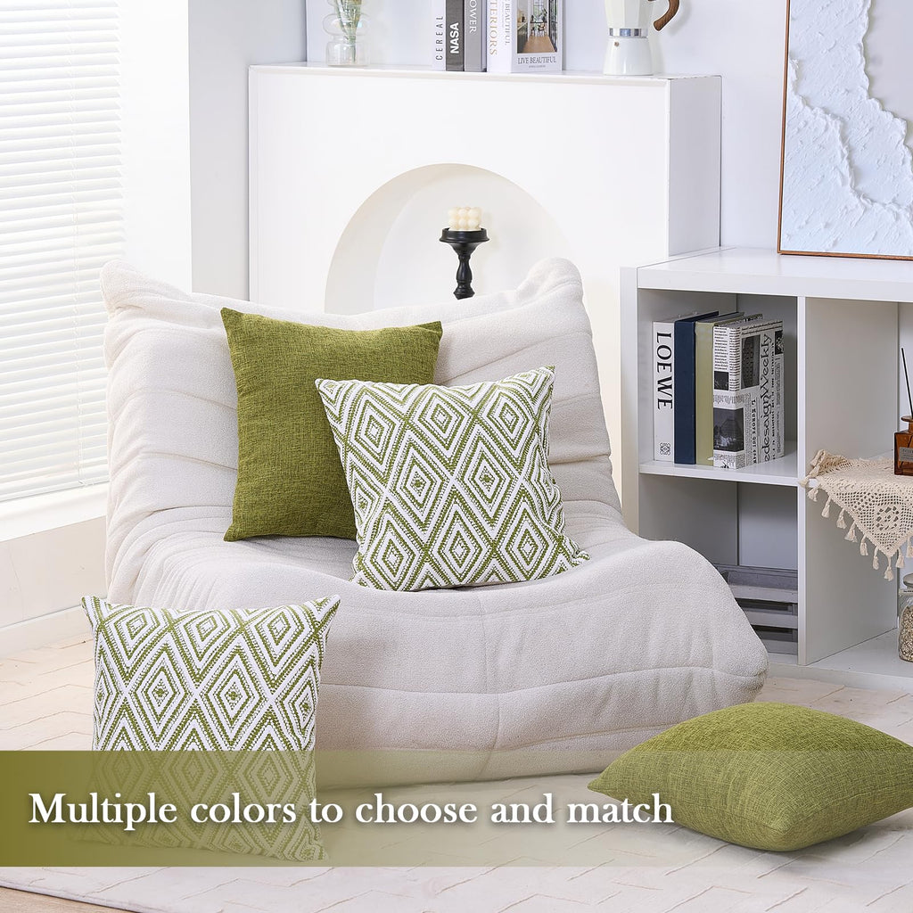 HPUK Decorative Throw Pillow Covers Set of 4 Square Couch Pillows Linen Cushion Cover for Couch Sofa Living Room, 18"x18" inches, Blue