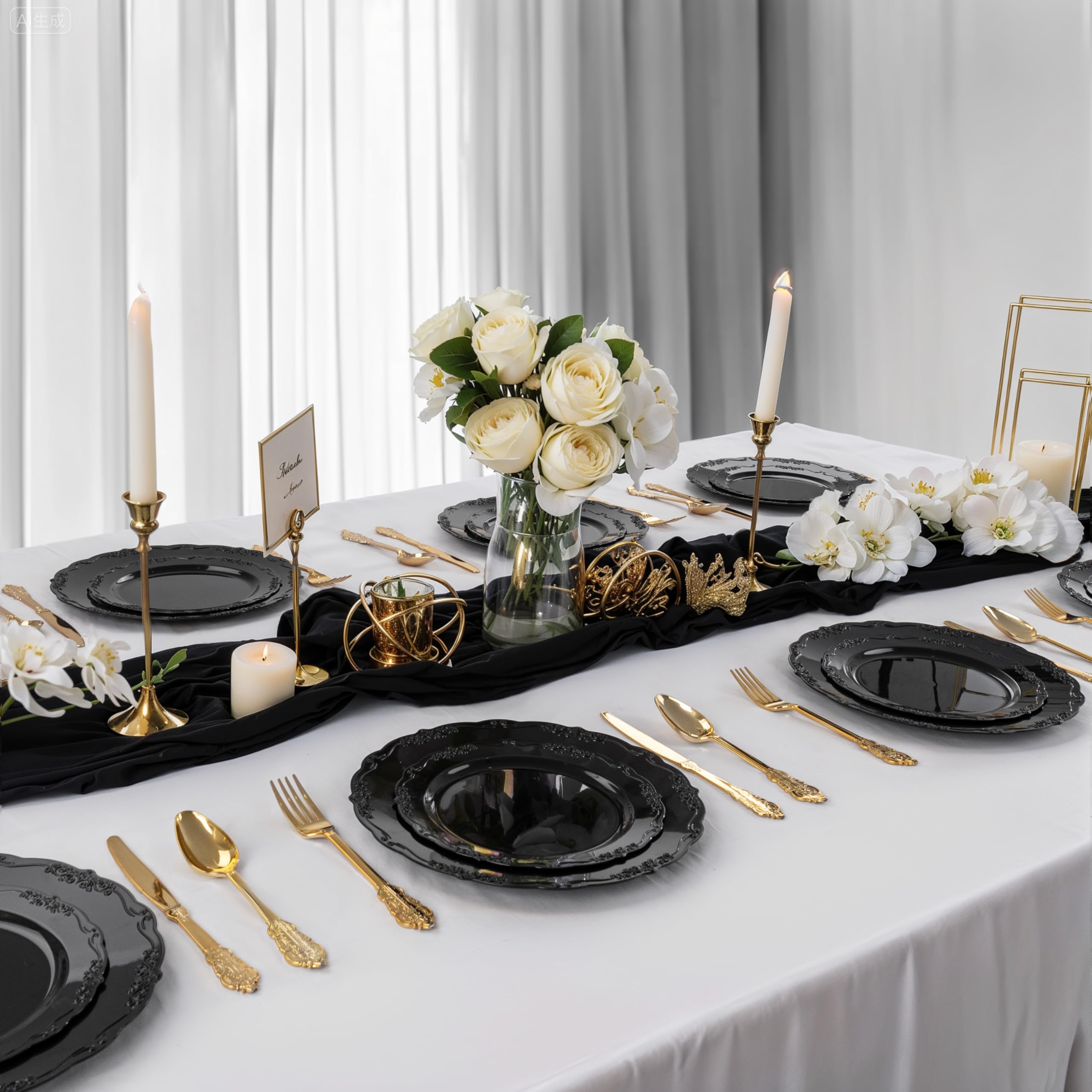 DaYammi 60PCS White Plastic Plates, Heavy Duty White Disposable Plates Premium 10inch Dinner Plates Hard Plastic Plates Disposable for Party Wedding Bridal Shower