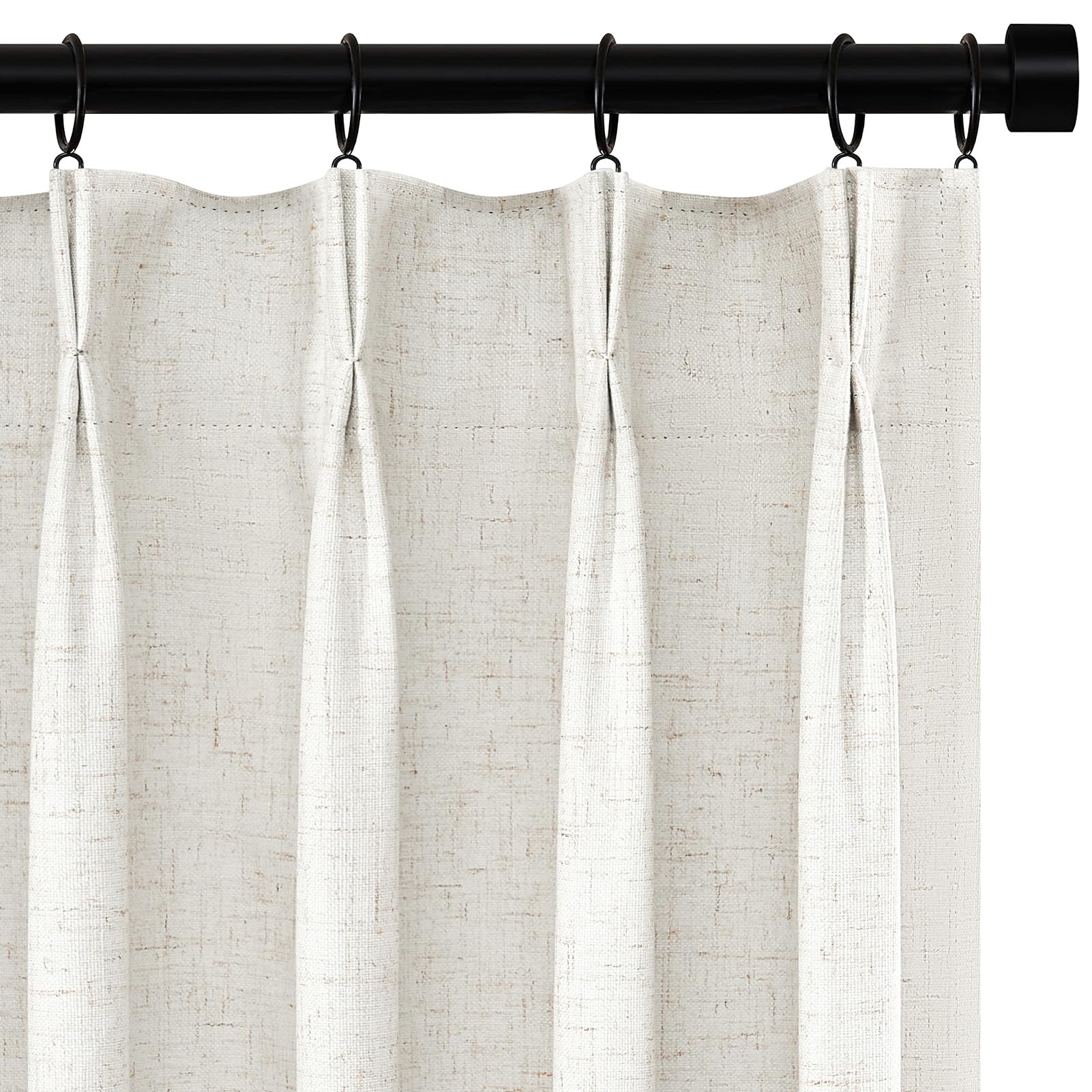 Topfinel Extral Wide Curtains, Pinch Pleated 100% Blackout Linen Drapery Panels with Hooks, Pinch Pleat Drapes for Patio Sliding Door Large Window Living Room Track, 72" Wx96 L 2 Panel