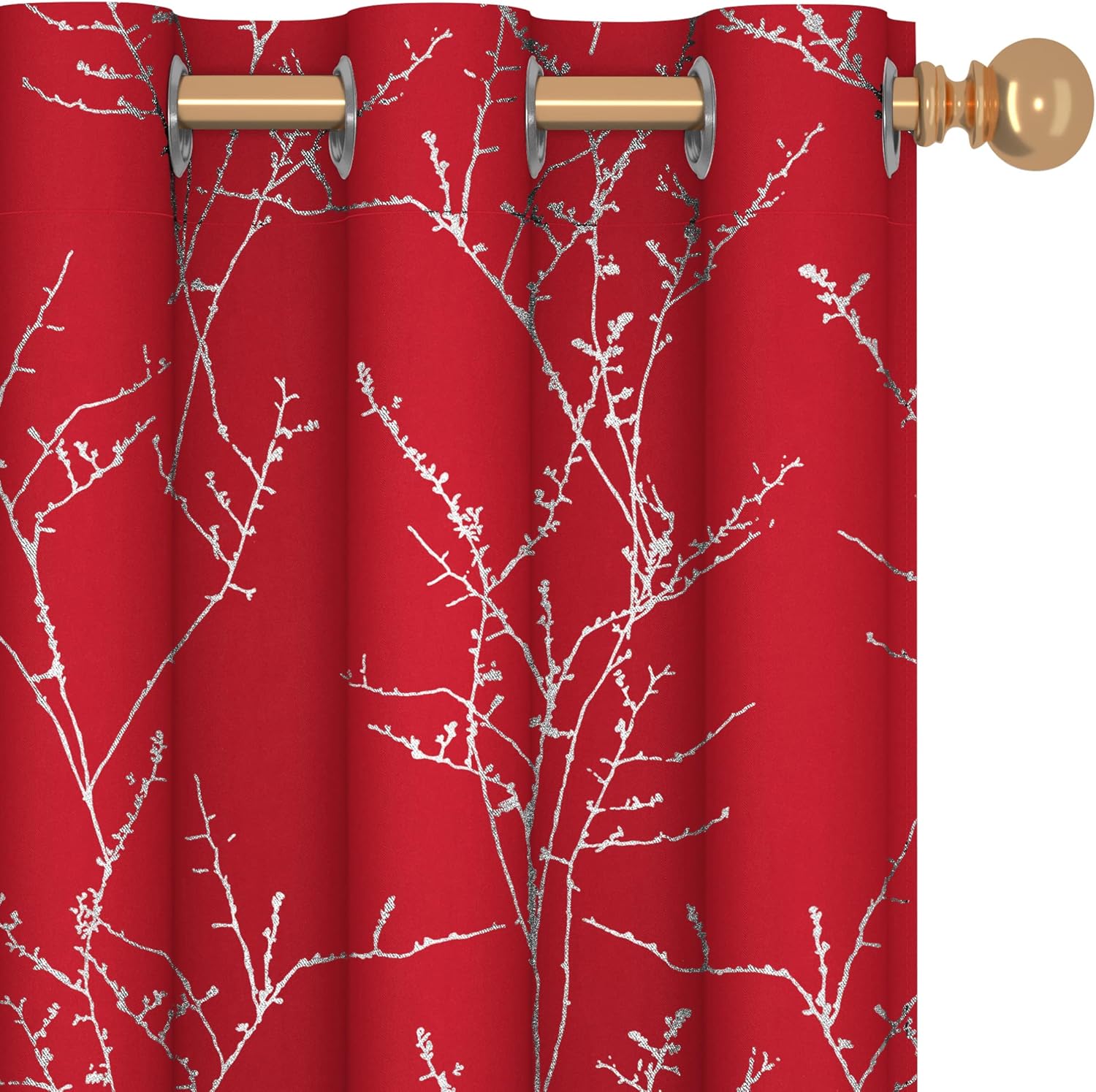 Deconovo Blackout Curtains, Grey Curtain, Thermal Insulated Soundproof Curtain Drapes, Wave Dot Foil Print, 52 x 84 Inch, 2 Panels, Machine‑Washable Privacy Window Drape for Bedroom Living Room Office
