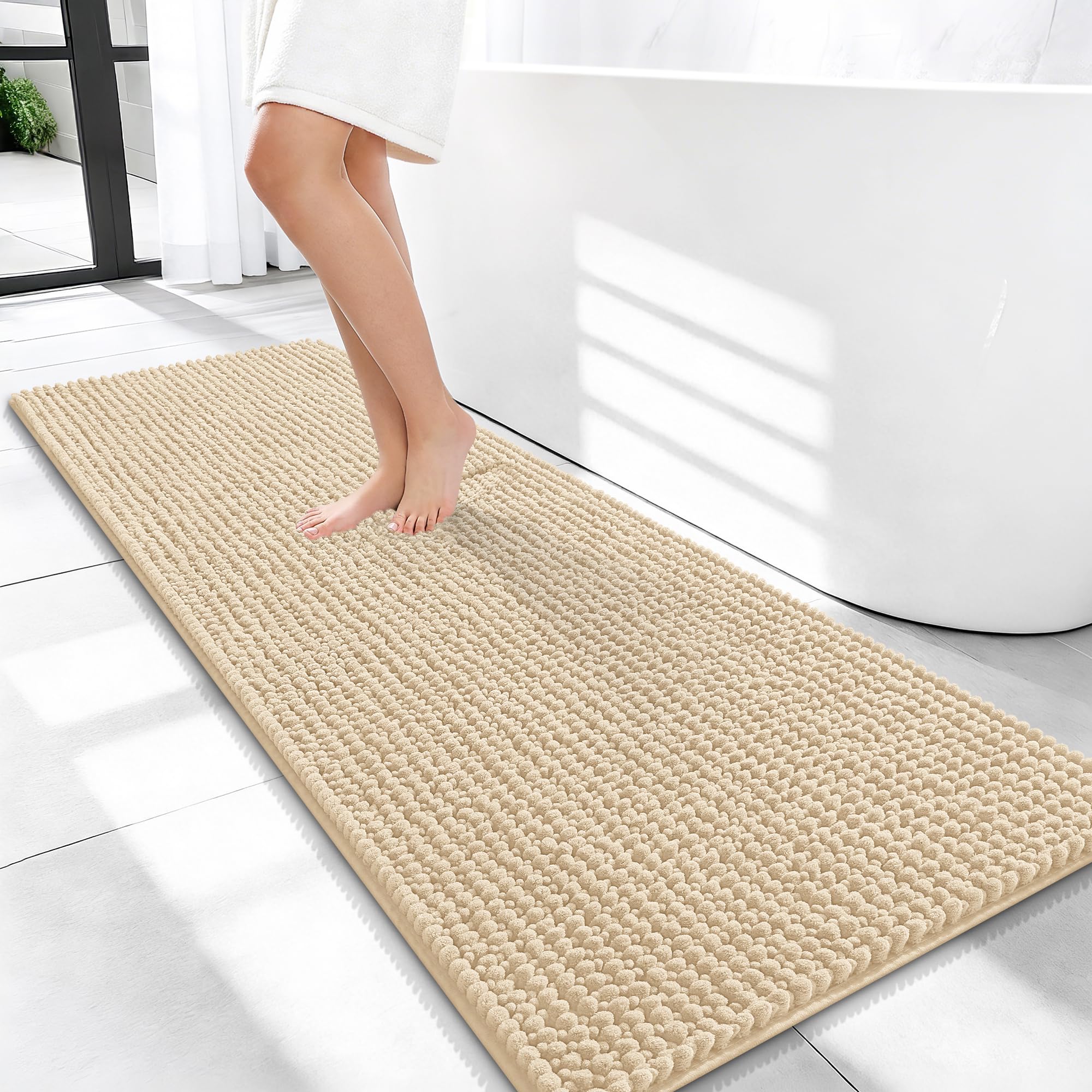 OLANLY Thick Bathroom Rugs 30x20, Extra Soft Absorbent Chenille Bath Rugs, Rubber Backing, Machine Wash Dry, Bath Mats for Bathroom Floor, Tub and Shower, Home Decor Accessories, Grey