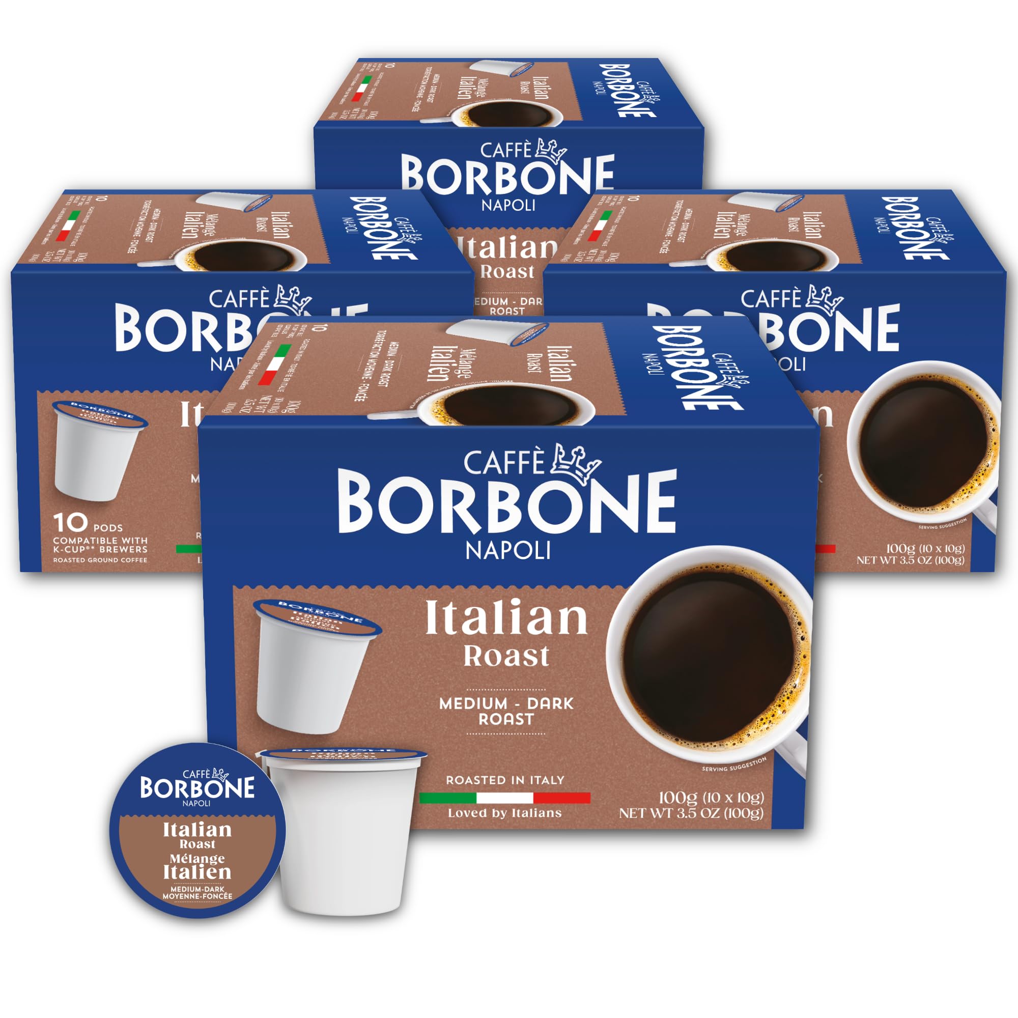 Caffè Borbone Italian Roast Coffee (60 Count) – Medium Dark Roast, Arabica & Robusta Blend, Roasted in Italy for a Bold, Smooth Taste – Single Serve Coffee Pods Compatible with K-Cup Brewers