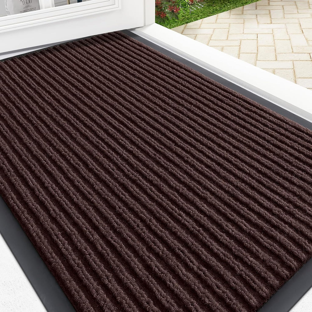 OLANLY Front Door Mat Indoor Outdoor Entrance, Waterproof Heavy Duty Doormat, Fade Resistant, Low Profile, Easy Clean Patio Porch Welcome Floor Mats for Entry, 29.5x17, Beige