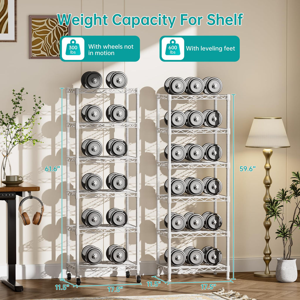 SINGAYE 3 Small Shelves Storage Shelf Wire Shelving Unit Metal Shelf Adjustable Organizers Storage Shelving with Wheels for Bathroom Laundry Room Kitchen Pantry11.5”D x 17.5”W x 30.5”H White