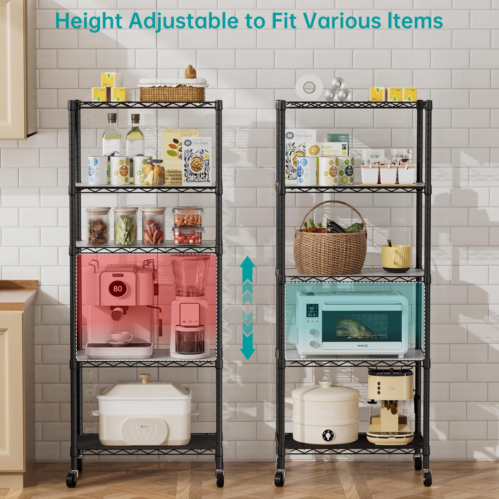 SINGAYE 3 Small Shelves Storage Shelf Wire Shelving Unit Metal Shelf Adjustable Organizers Storage Shelving with Wheels for Bathroom Laundry Room Kitchen Pantry11.5”D x 17.5”W x 30.5”H White