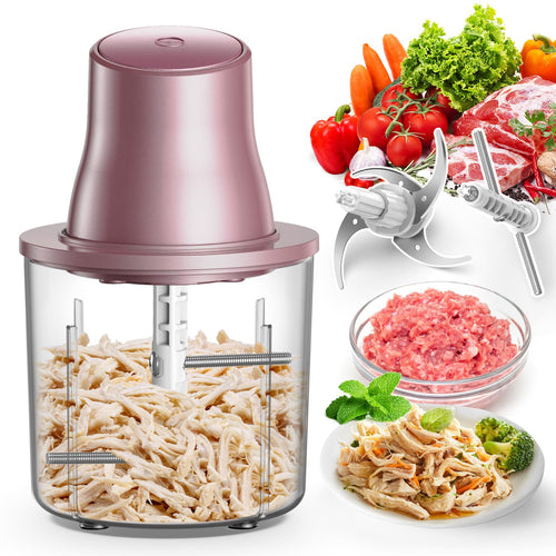 Food Processors, 2 IN 1 Electric Chicken Shredder &Food Chopper with 250W Copper Motor,1.5L Bowls & 2 Bi-Level Blades,One-Touch Electric Chicken Breast Shredder Tool-Smart Overheat Protection