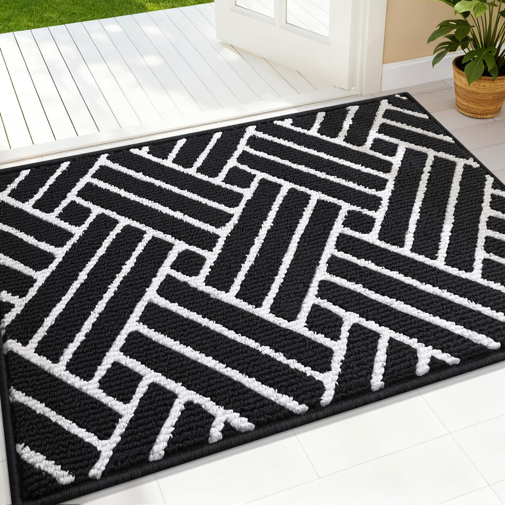 OLANLY Indoor Door Mat, 32x20 Inch, Dirt Resistant and Absorbent, Non-Slip Rubber Backing Floor Mats, Easy Clean Low-Profile Doormat for Entryway, Front Door, and Inside Entrance, Grey