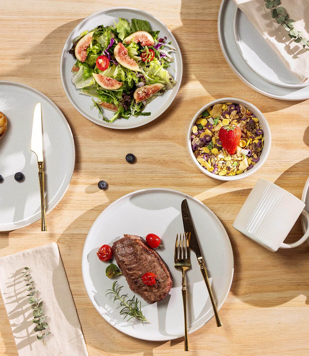 TheTerra Ceramic Dinnerware Sets for 4, 12 Pieces Porcelain Lightweight Speckled Plates and Bowls Sets, Scratch Resistant Dish Set, Oven & Microwave & Dishwasher Safe