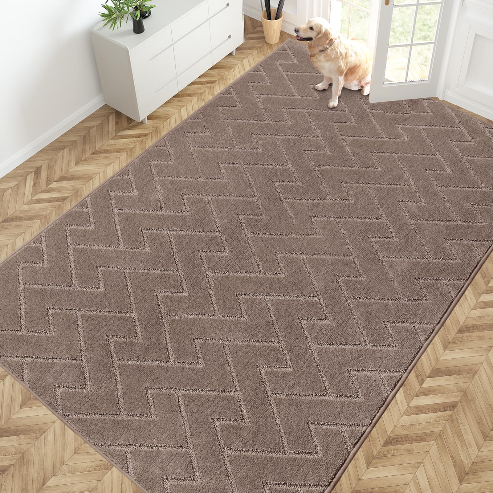 PURRUGS Dirt Trapping Door Mat 20" x 31.5", Non-Slip Machine Washable Entry Rug, Dog Doormat, Indoor Front Door Mat, Super Absorbent Entryway Rug for Muddy Shoes & Paws, Taupe