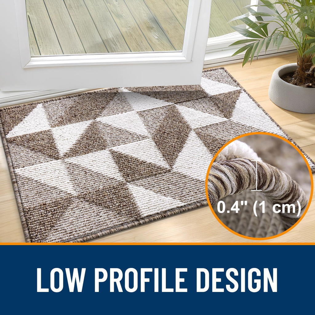 OLANLY Door Mat Indoor Entrance Washable 32x20, Odor-Free Low-Profile Front Back Geometric Doormat, Absorbent Resist Dirt Entry Carpet, Easy to Clean Sturdy Inside Floor Mats for Entryway, Black